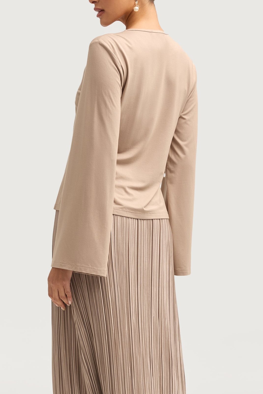 Niya Jersey Top - Taupe Tops Veiled 