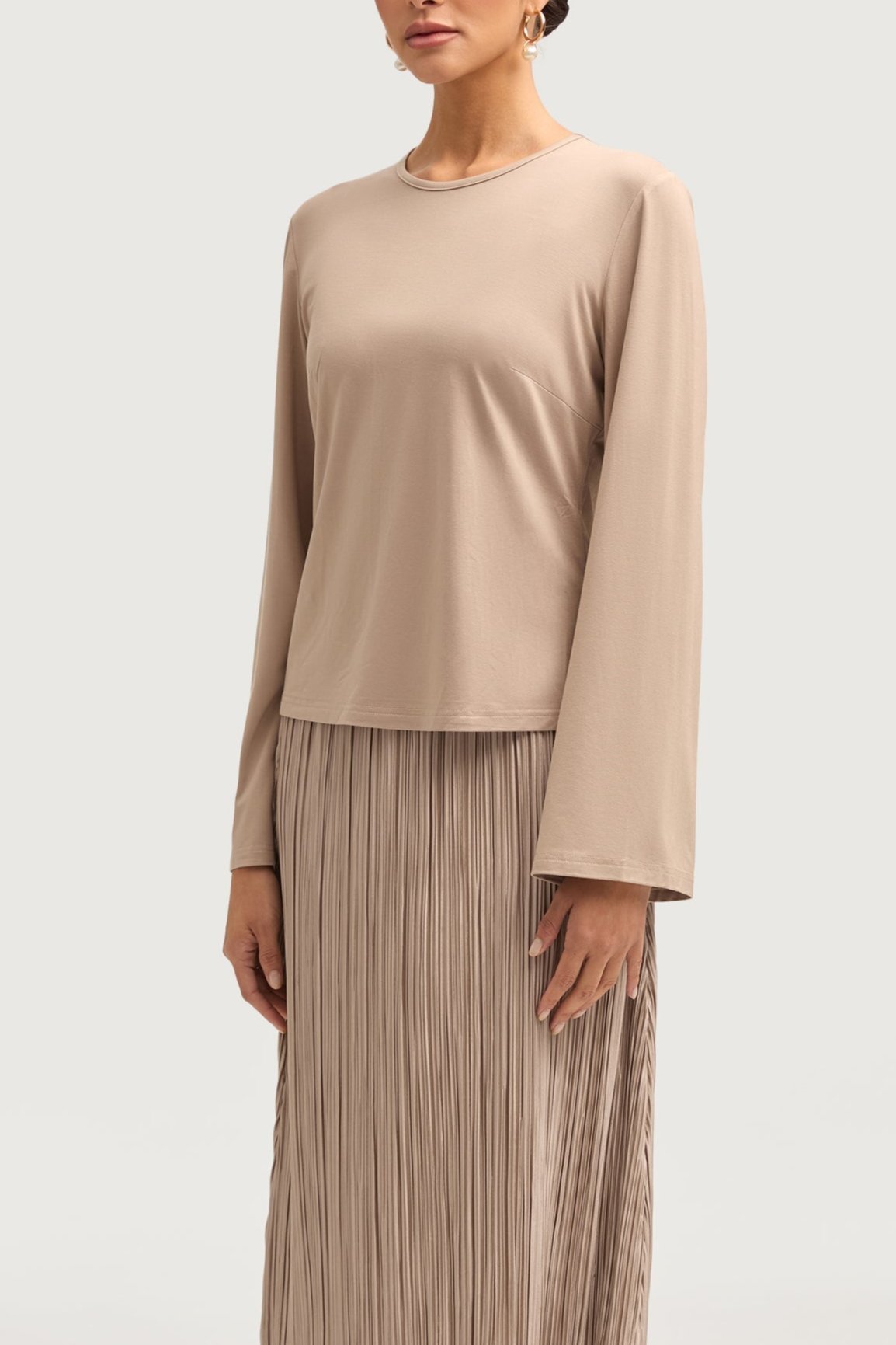 Niya Jersey Top - Taupe Tops Veiled 