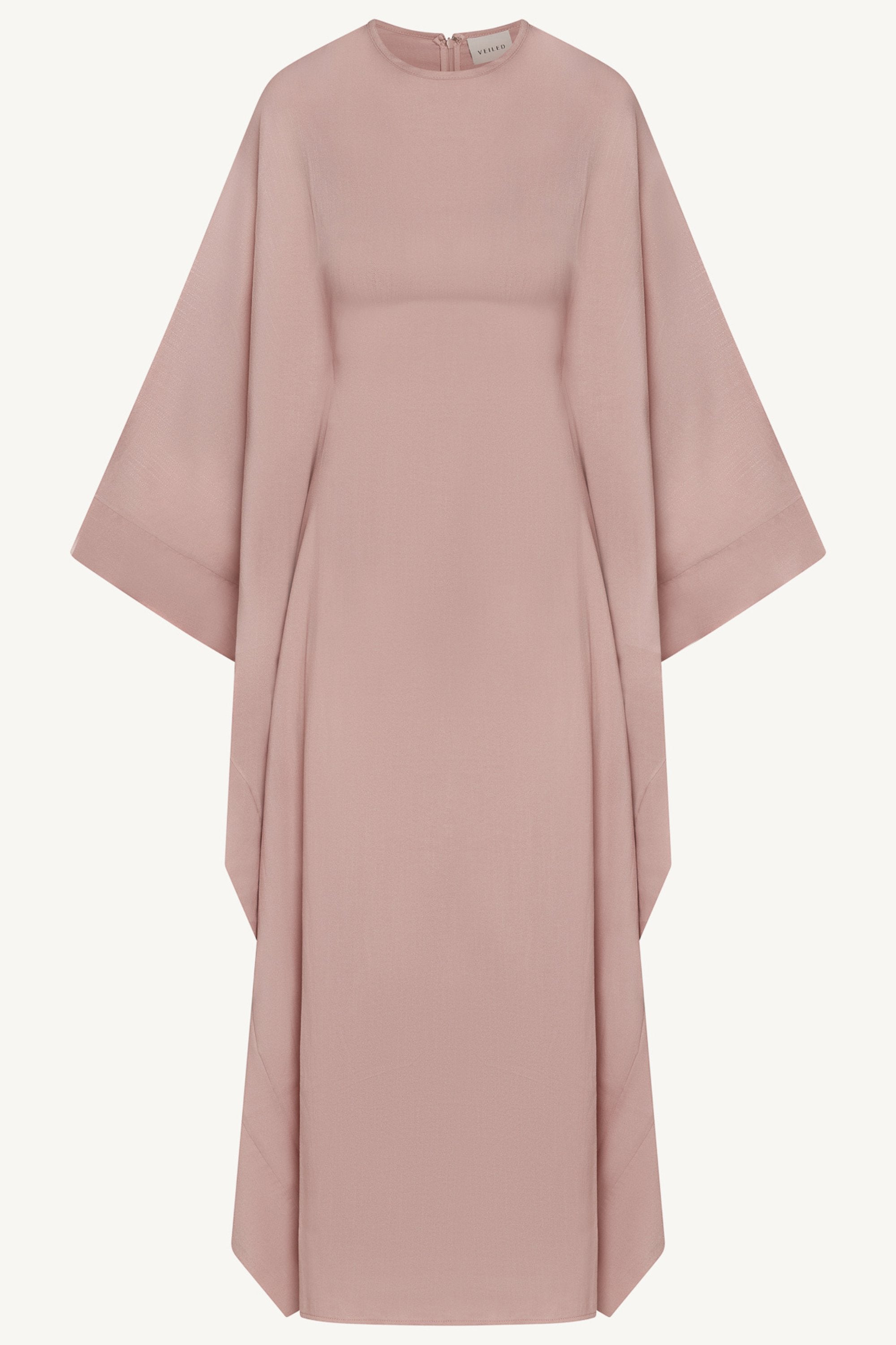 Noor Linen Butterfly Inner Tie Abaya Dress - Pastel Pink Abayas Veiled 