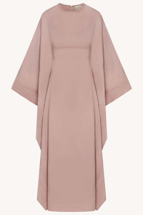 Noor Linen Butterfly Inner Tie Abaya Dress - Pastel Pink Abayas Veiled 