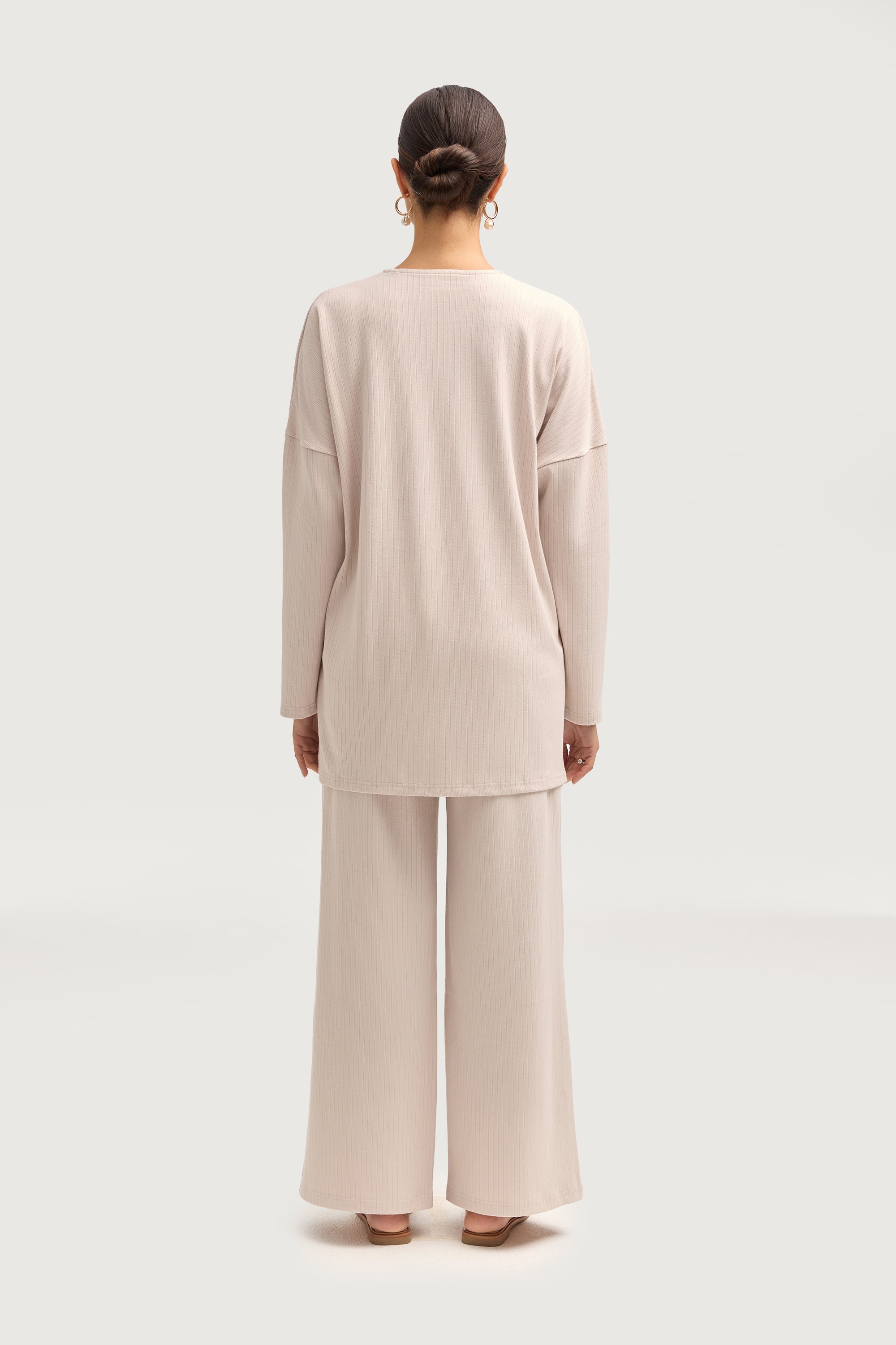 Noor Ribbed Top & Pants Matching Set - Cloud Sets Veiled Collection 