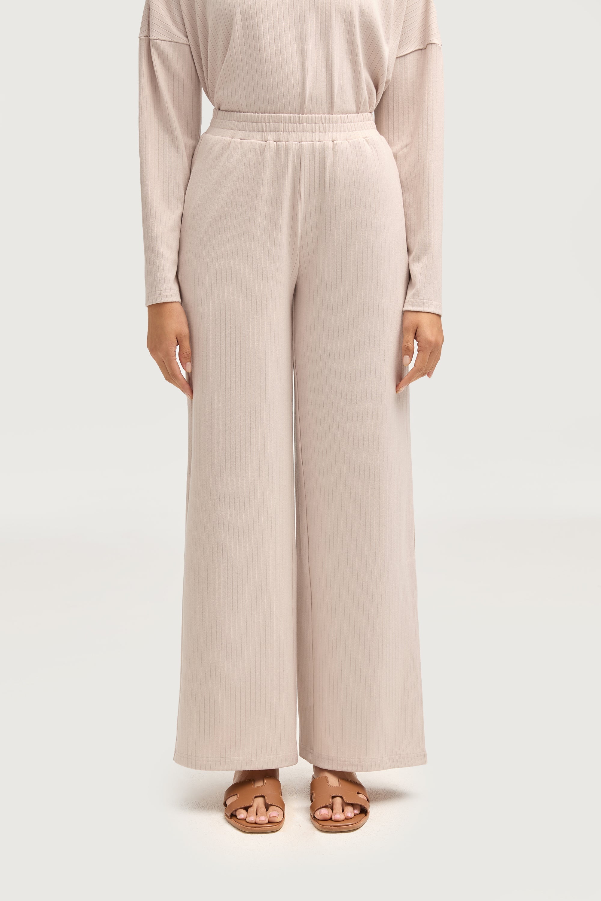 Noor Ribbed Top & Pants Matching Set - Cloud Sets Veiled Collection 