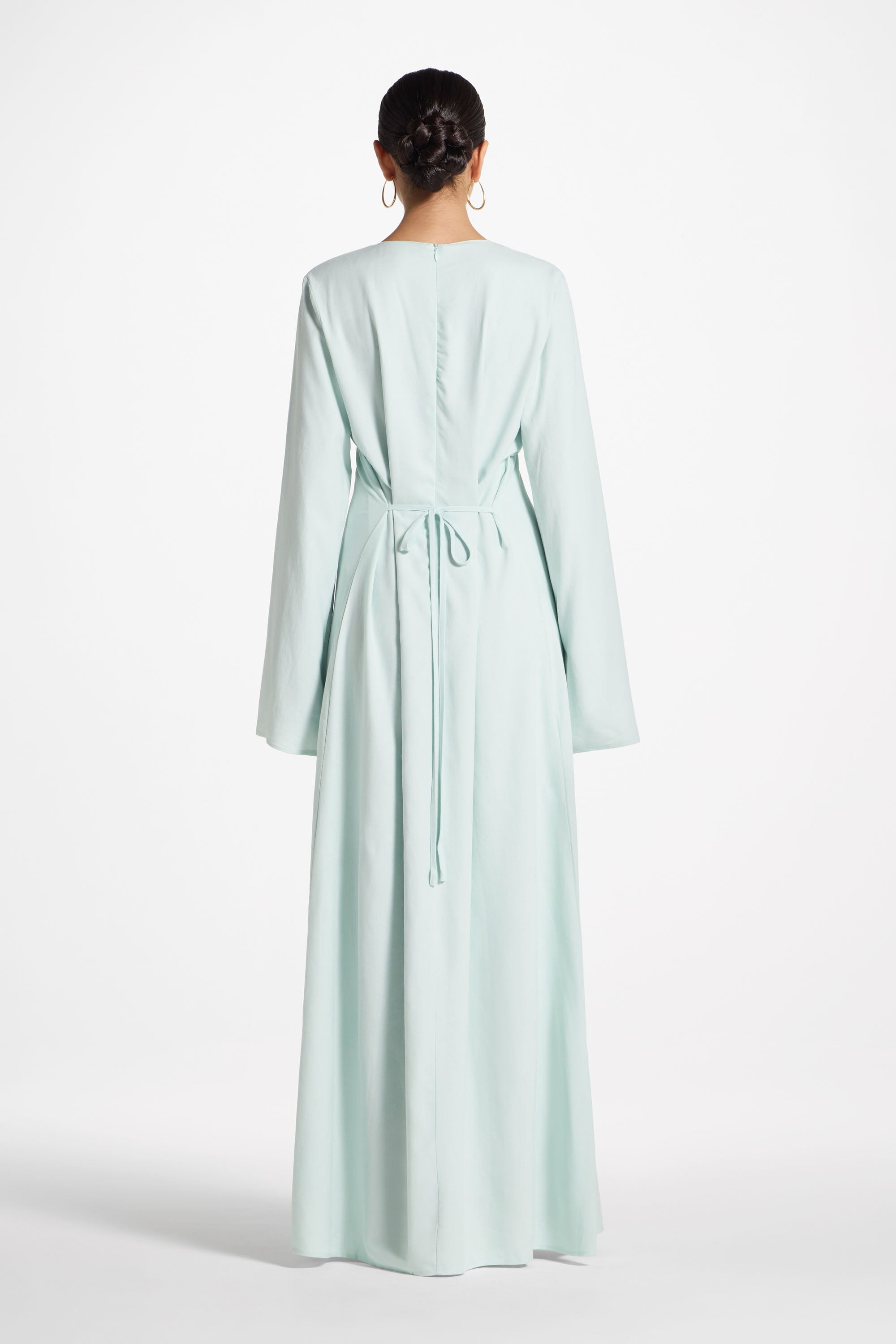 Nyla Linen Tie Maxi Dress - Blue Sky Abayas Veiled 
