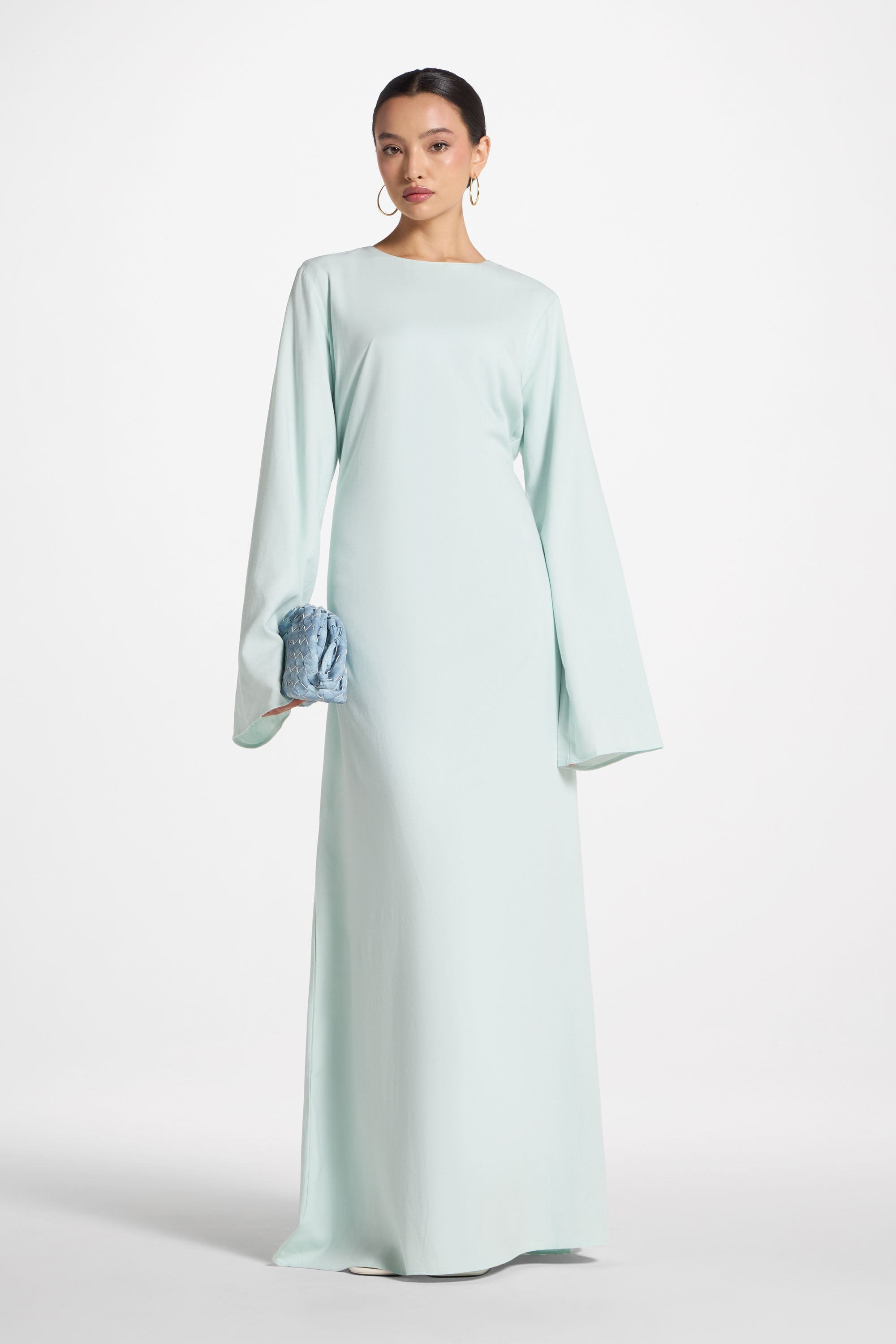 Nyla Linen Tie Maxi Dress - Blue Sky Abayas Veiled 