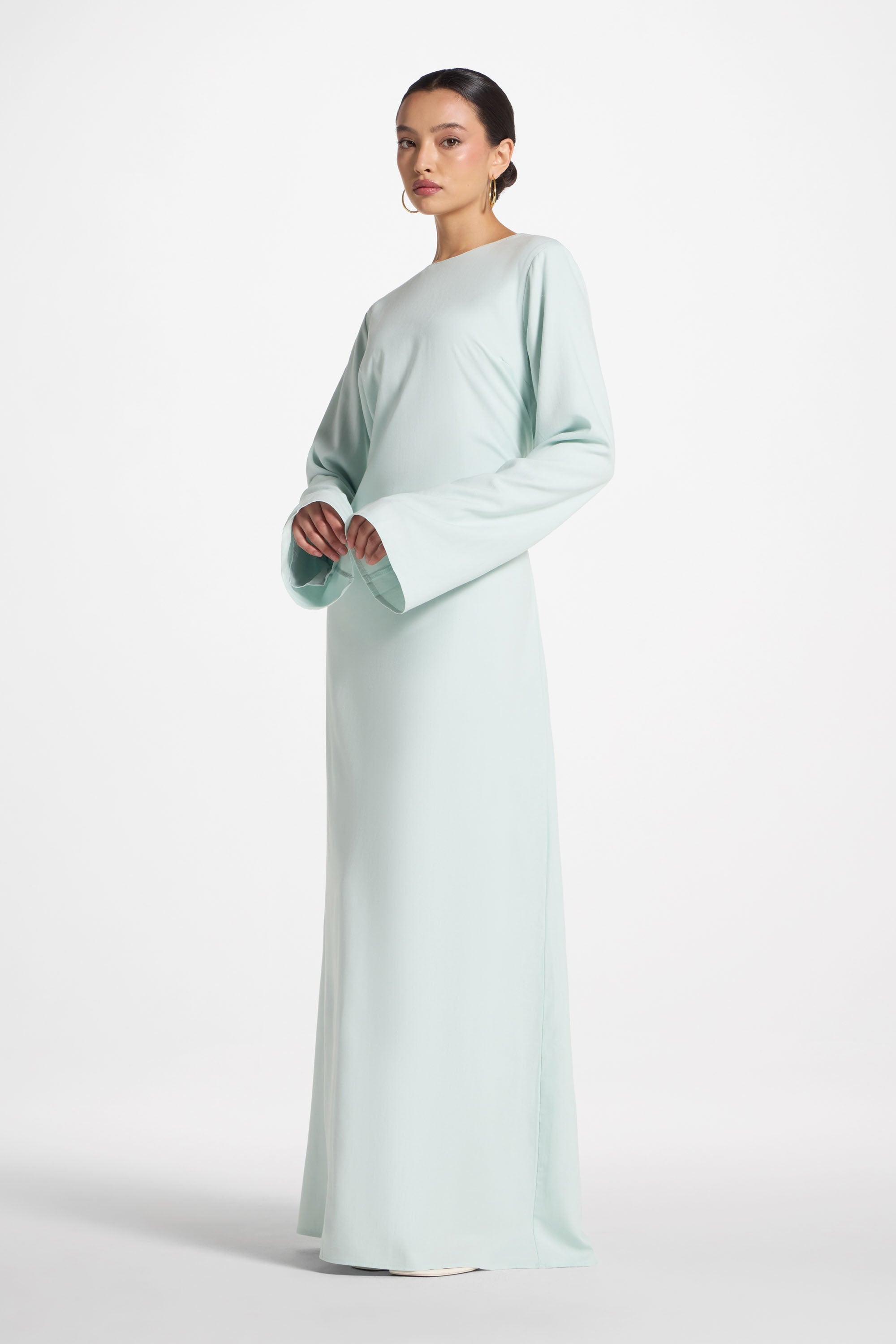 Nyla Linen Tie Maxi Dress - Blue Sky Abayas Veiled 