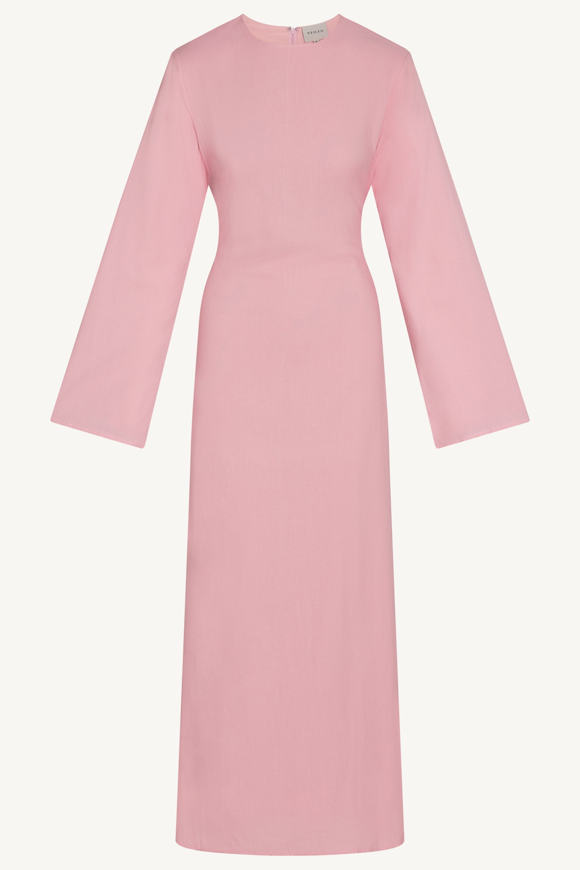 Nyla Linen Tie Maxi Dress - Pink Abayas Veiled 