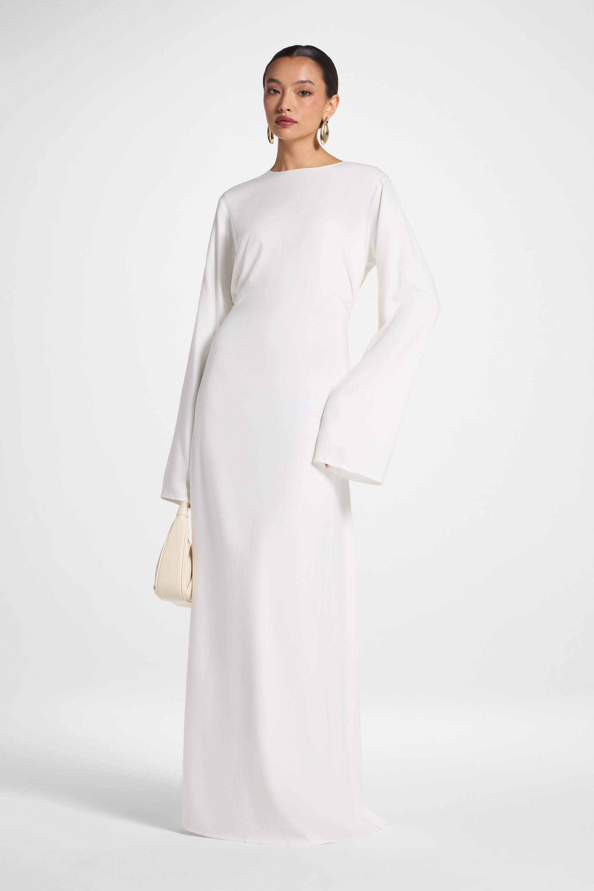 Nyla Linen Tie Maxi Dress - White Abayas Veiled 