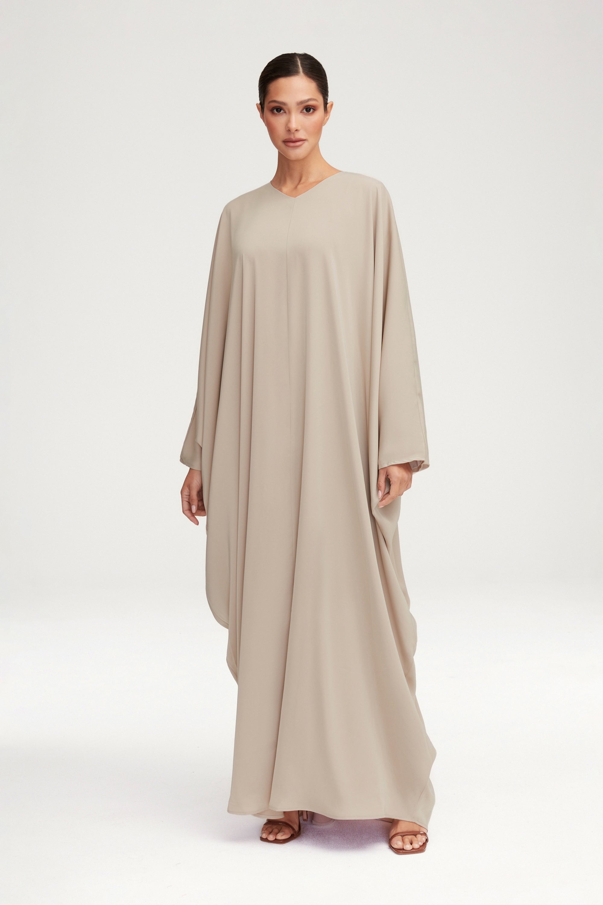 OFF THE RACK Anisa Satin Kaftan - Creme Caramel Clothing Veiled 