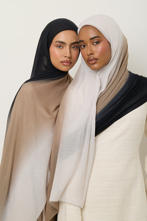 Ombre Modal Hijab - Ash Mocha Hijabs Veiled 