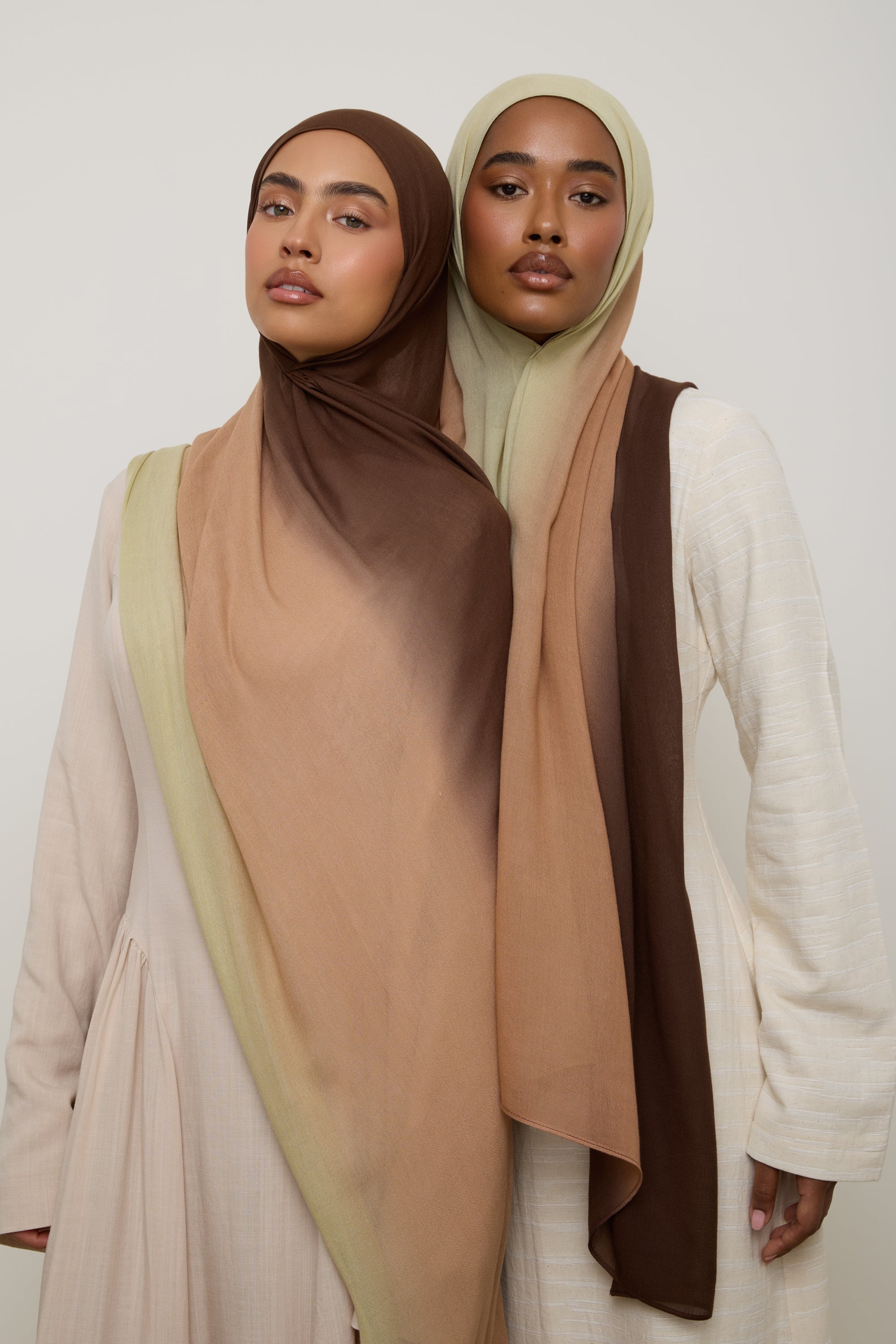 Ombre Modal Hijab - Chocolate Pistachio Hijab Veiled 