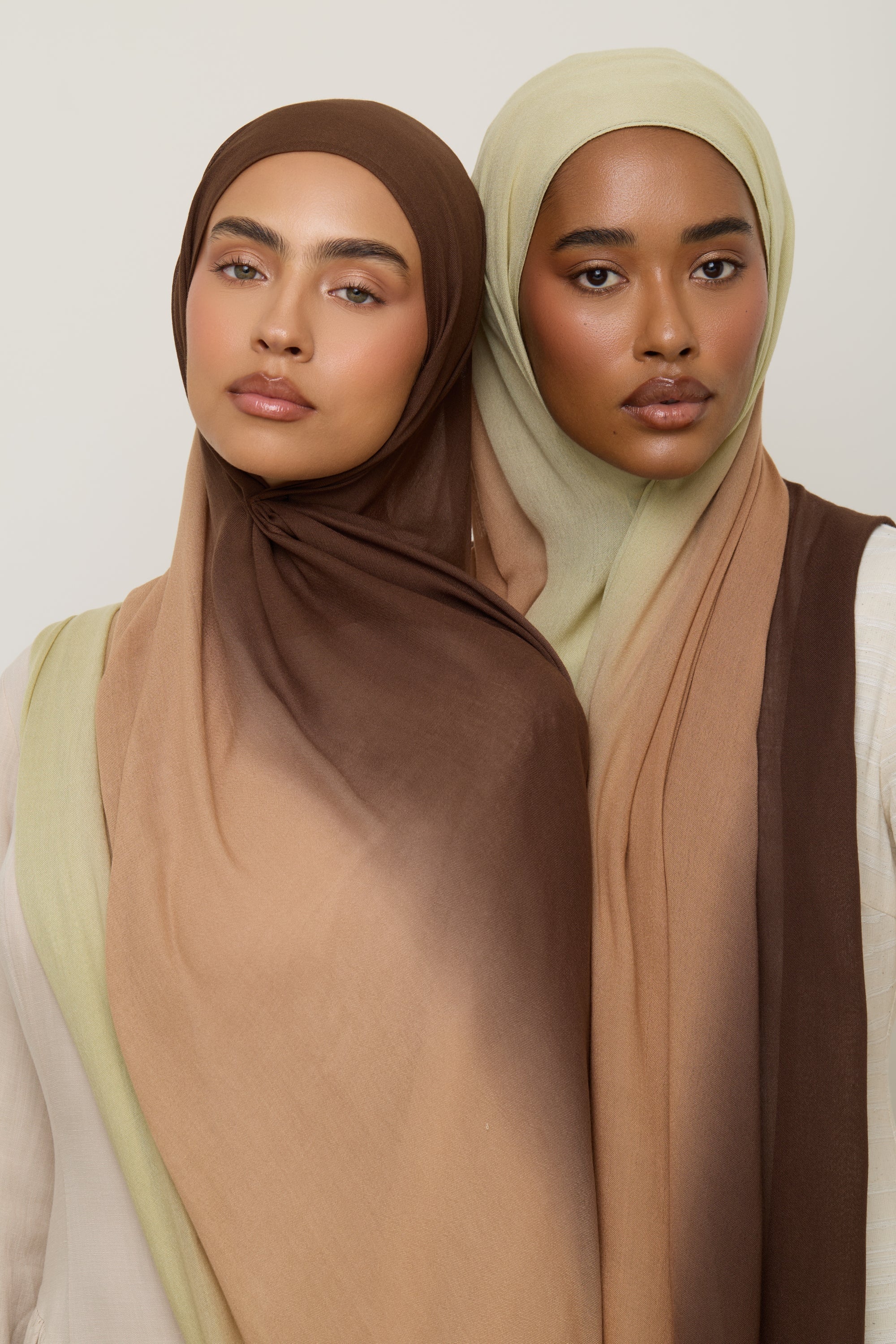 Ombre Modal Hijab - Chocolate Pistachio Hijab Veiled 