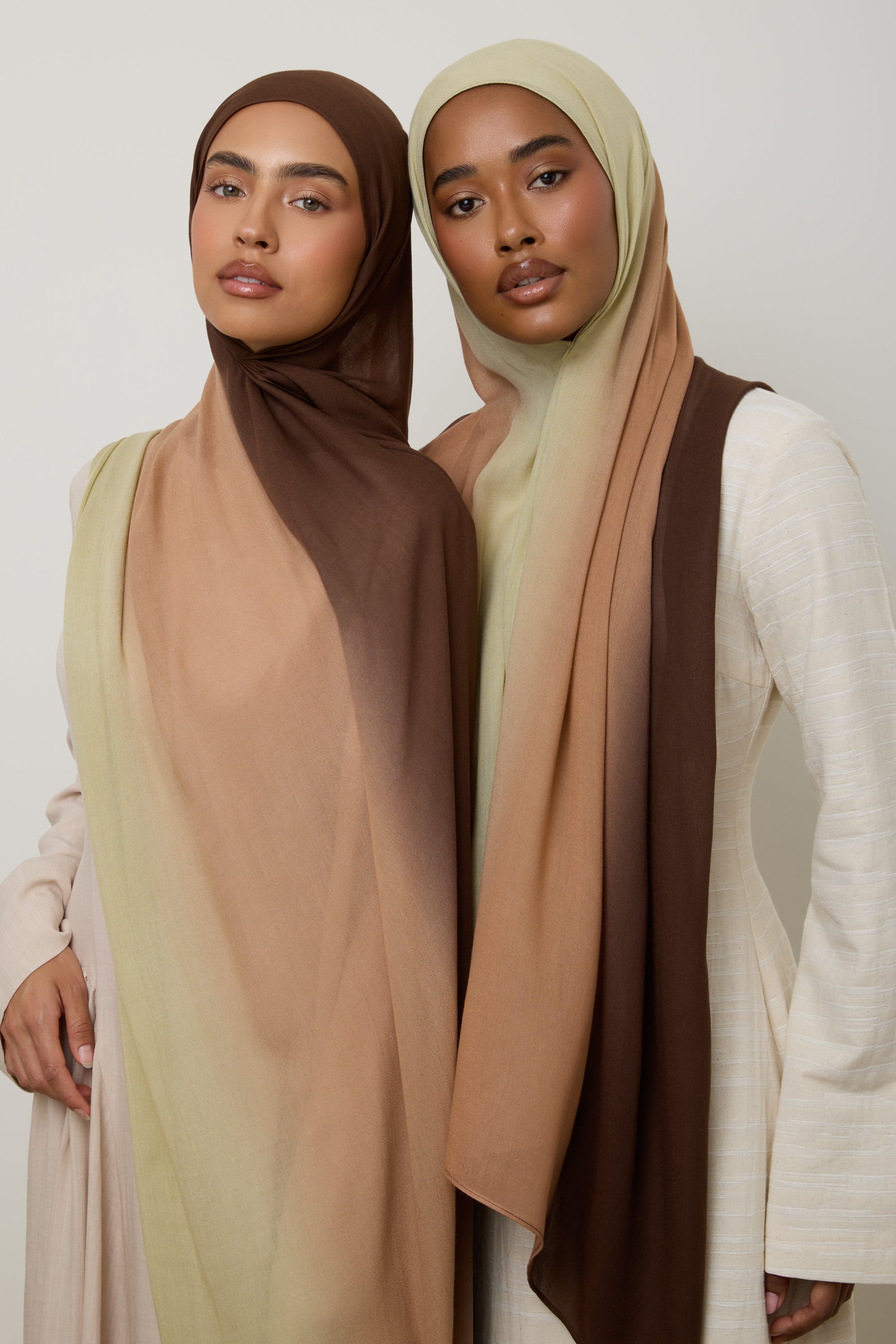 Ombre Modal Hijab - Chocolate Pistachio Hijab Veiled 