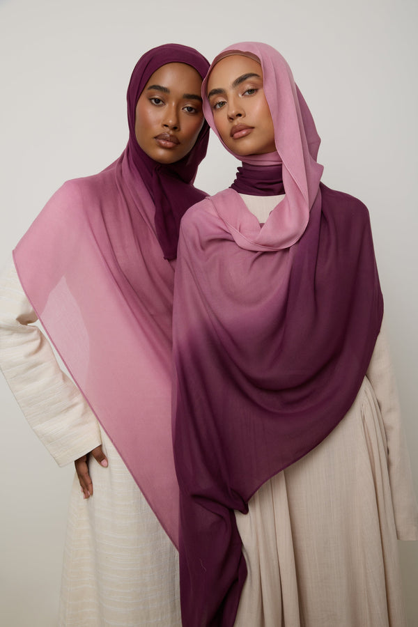 Ombre Modal Hijab - Clouded Rose Hijab Veiled 