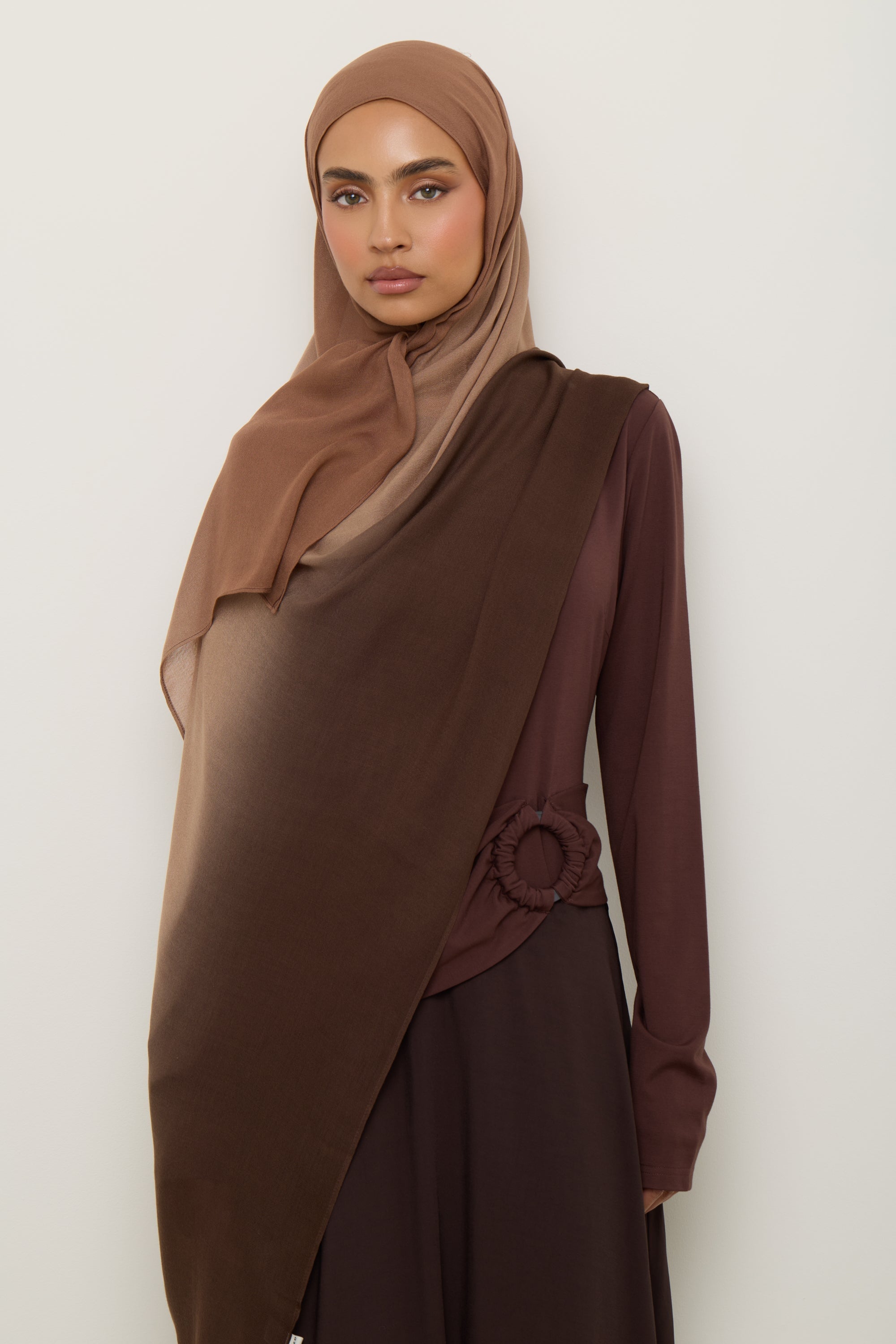 Ombre Modal Hijab - Nutmeg Latte Hijab Veiled 