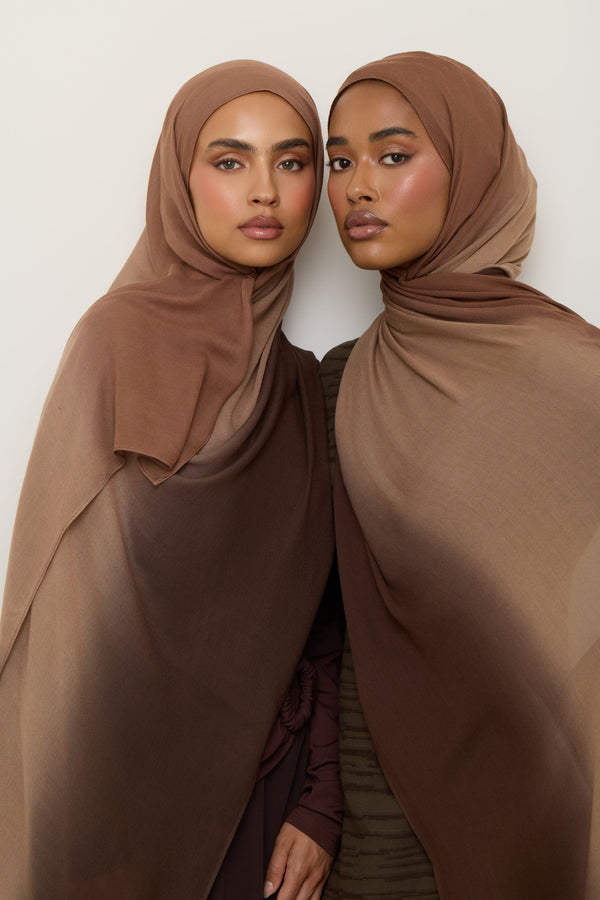 Ombre Modal Hijab - Nutmeg Latte Hijab Veiled 