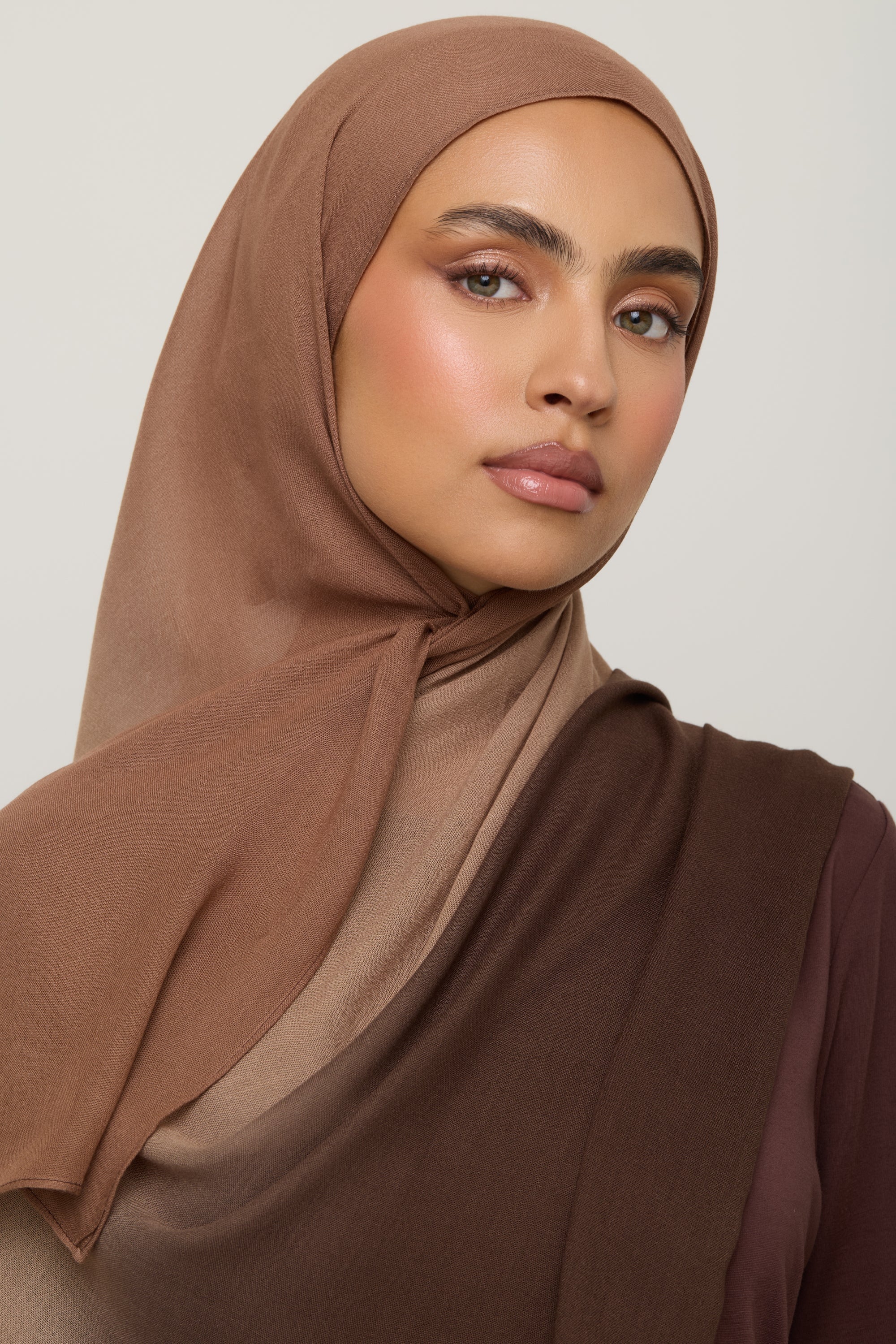 Ombre Modal Hijab - Nutmeg Latte Hijab Veiled 