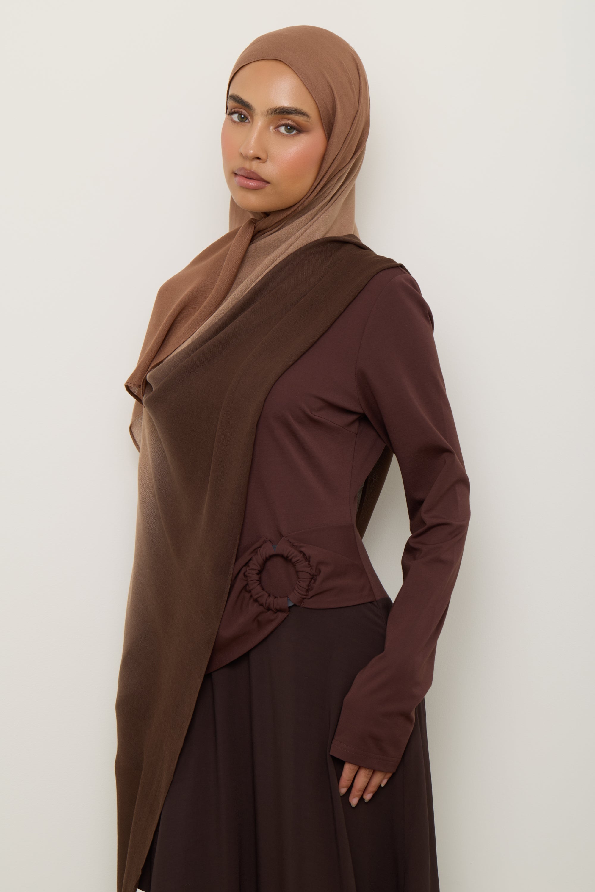 Ombre Modal Hijab - Nutmeg Latte Hijab Veiled 