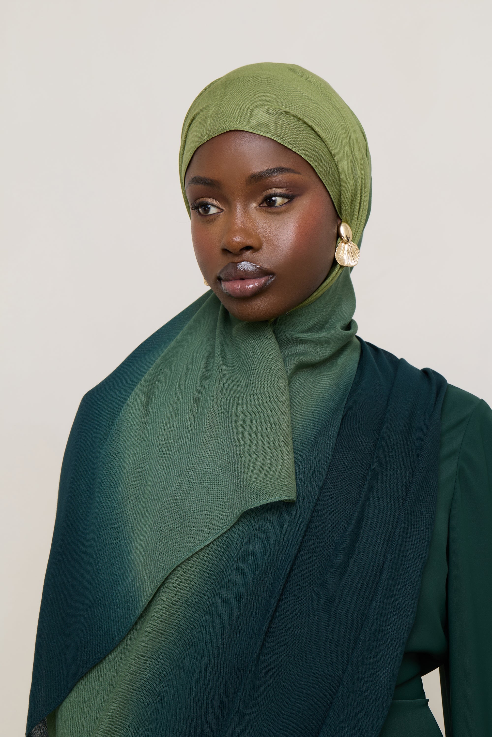 Ombre Modal Hijab - Olive Foam Hijabs Veiled 