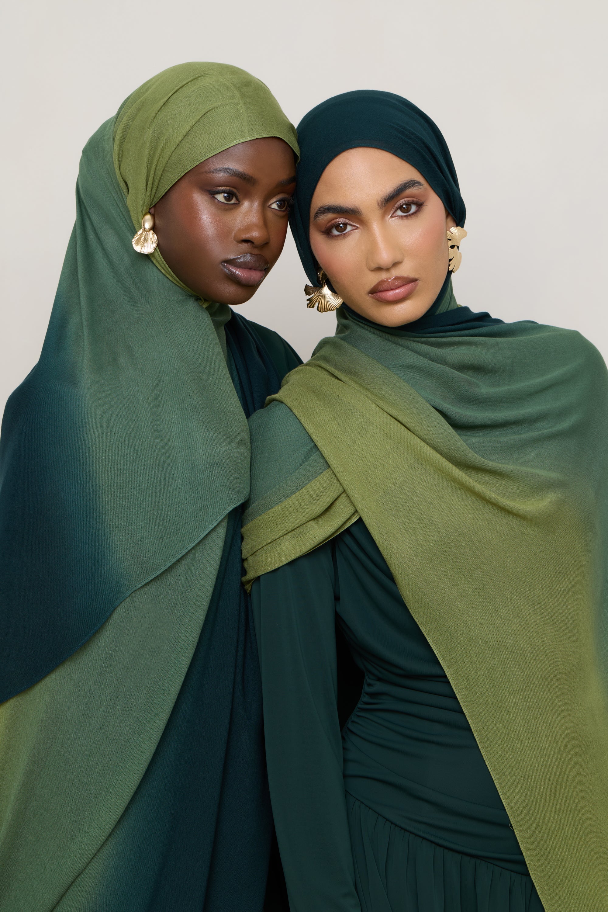 Ombre Modal Hijab - Olive Foam