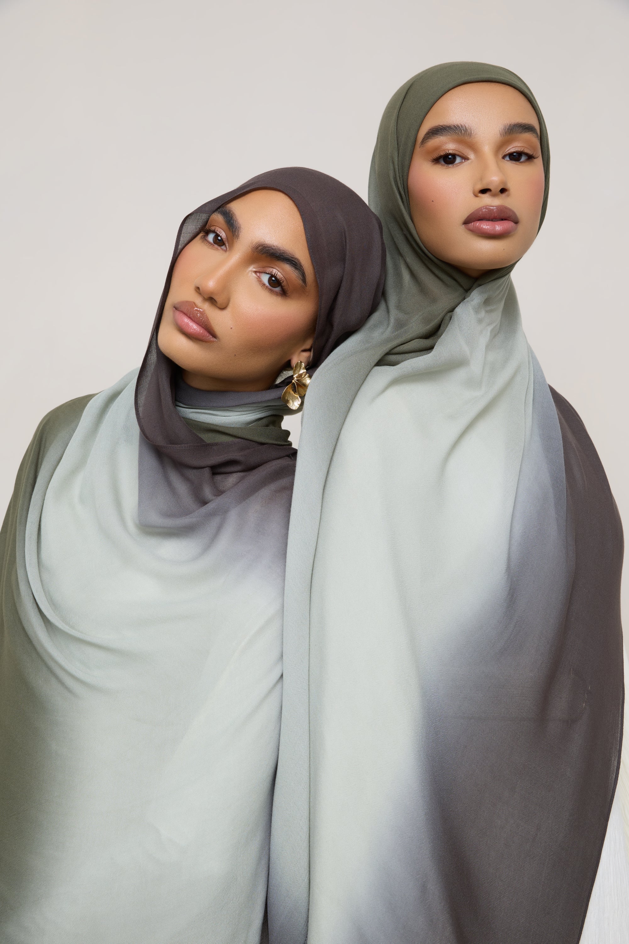 Ombre Modal Hijab - Olive Grey
