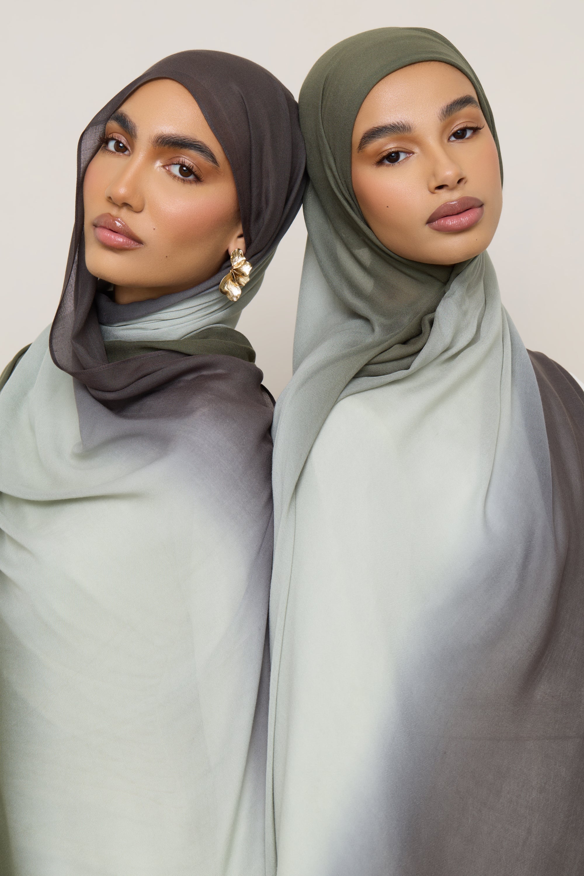 Ombre Modal Hijab - Olive Grey Hijabs Veiled 