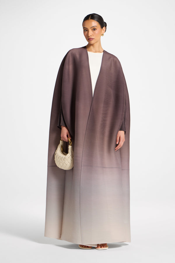 Ombre Pleated Open Abaya - Java Pink Abayas Veiled 