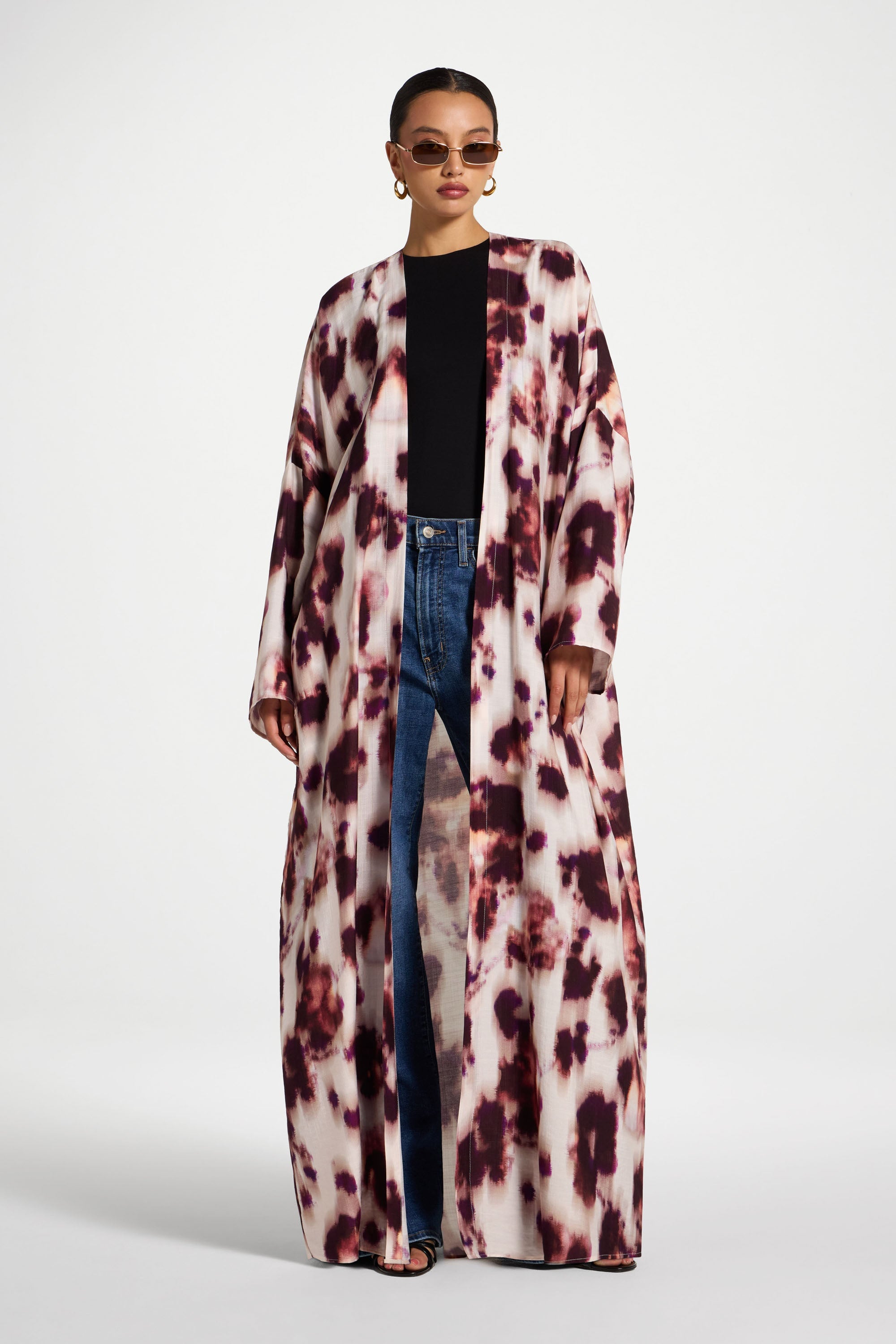 Open Abaya - Spotted Plum Abayas Veiled 