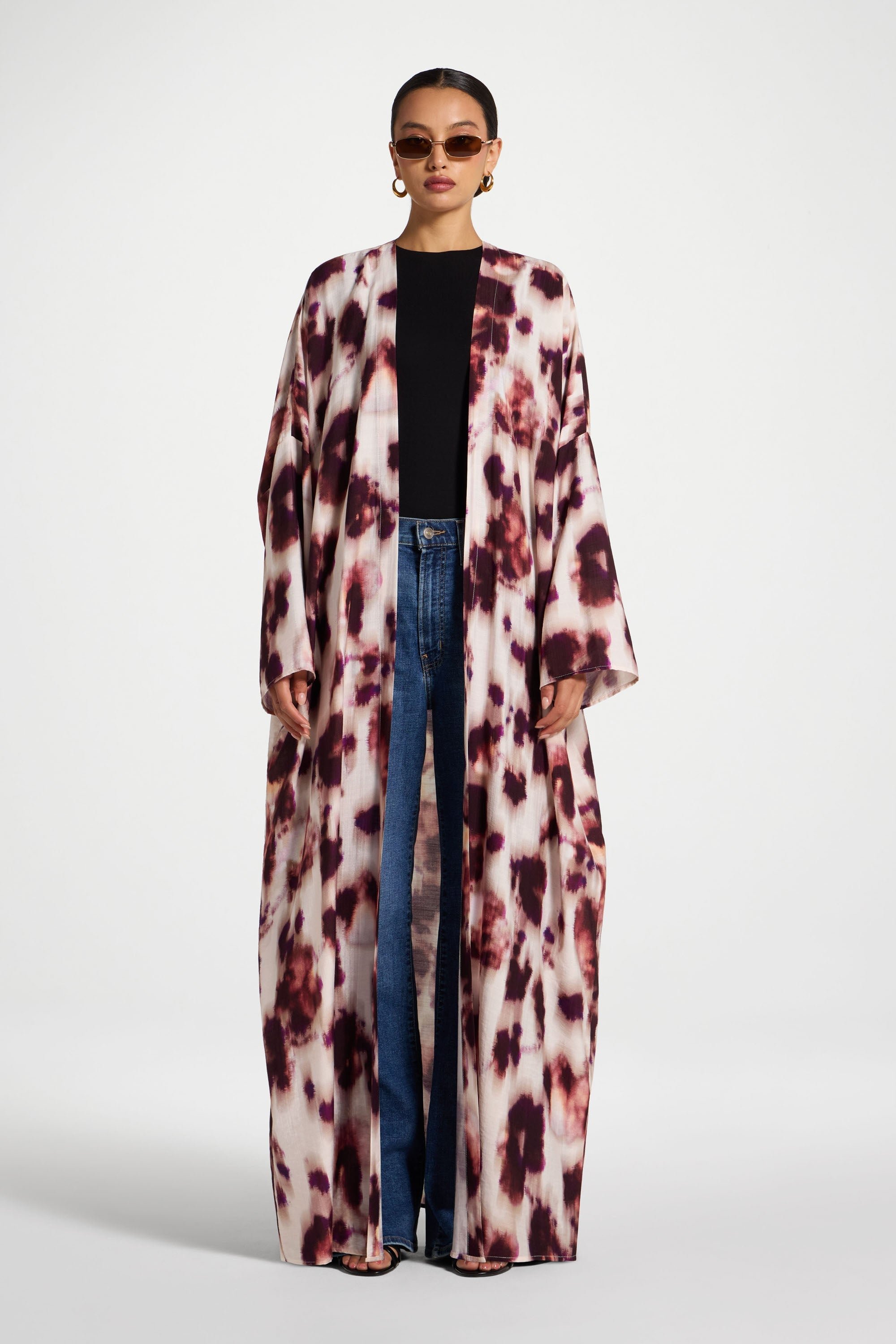 Open Abaya - Spotted Plum Abayas Veiled 