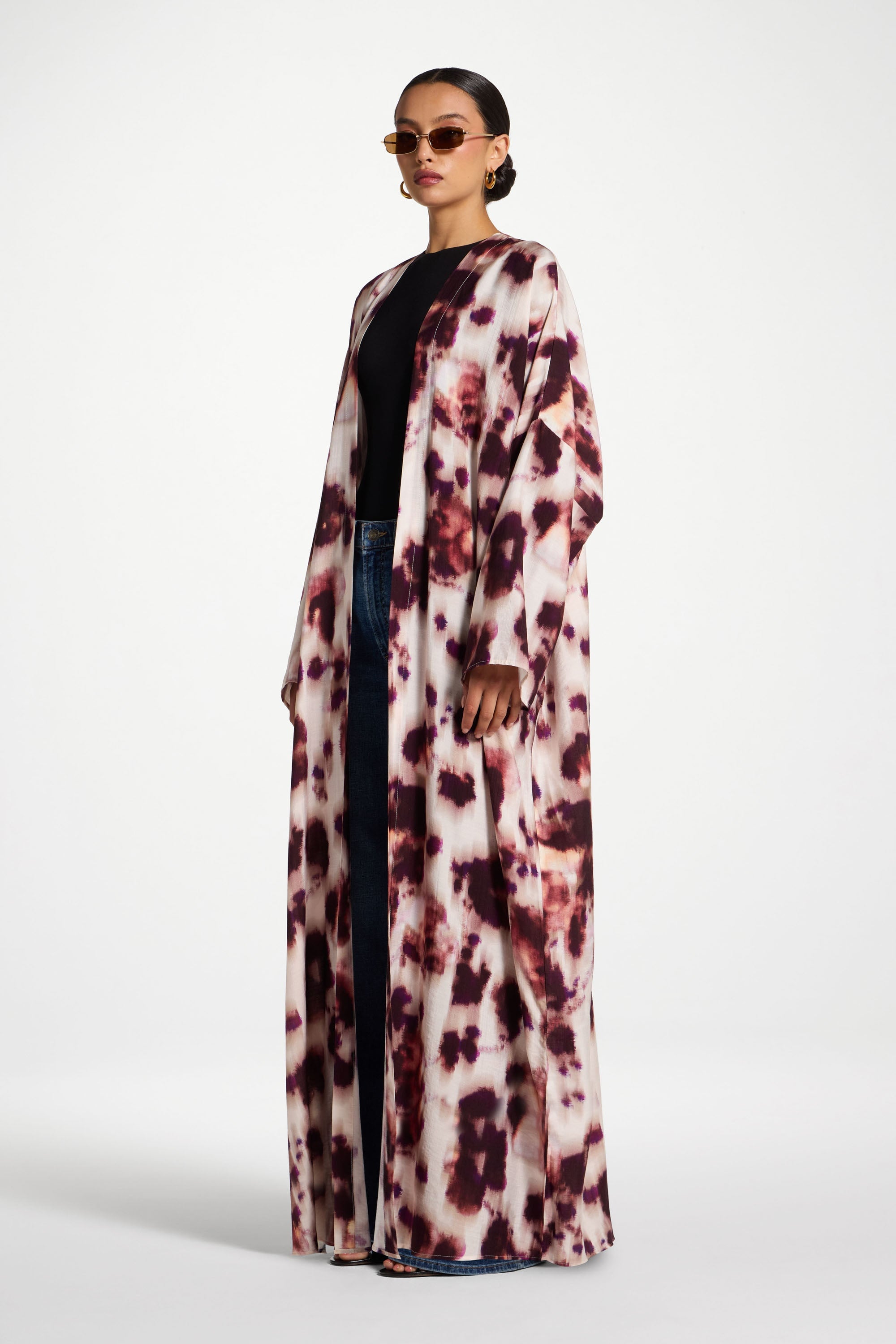 Open Abaya - Spotted Plum Abayas Veiled 