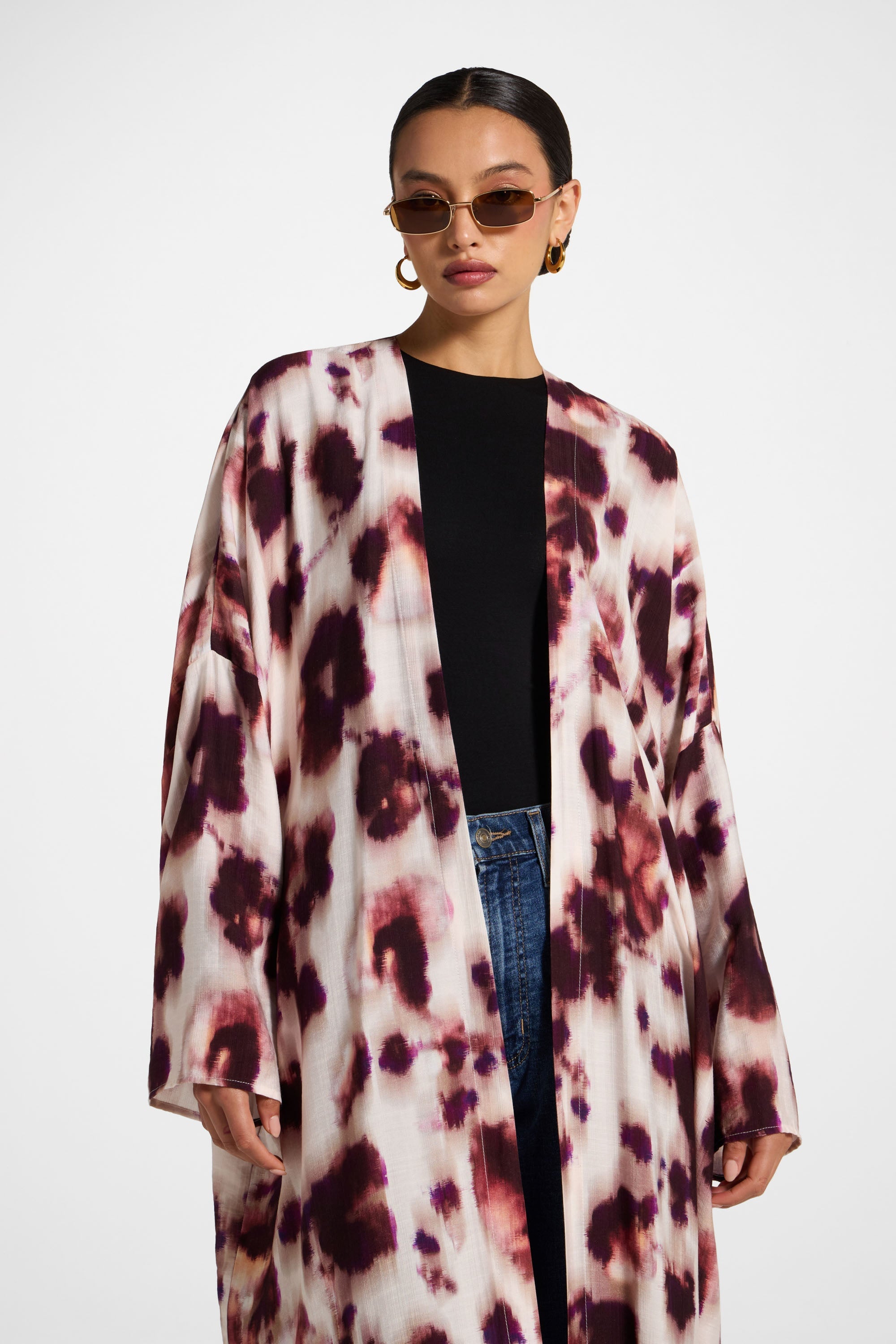 Open Abaya - Spotted Plum Abayas Veiled 
