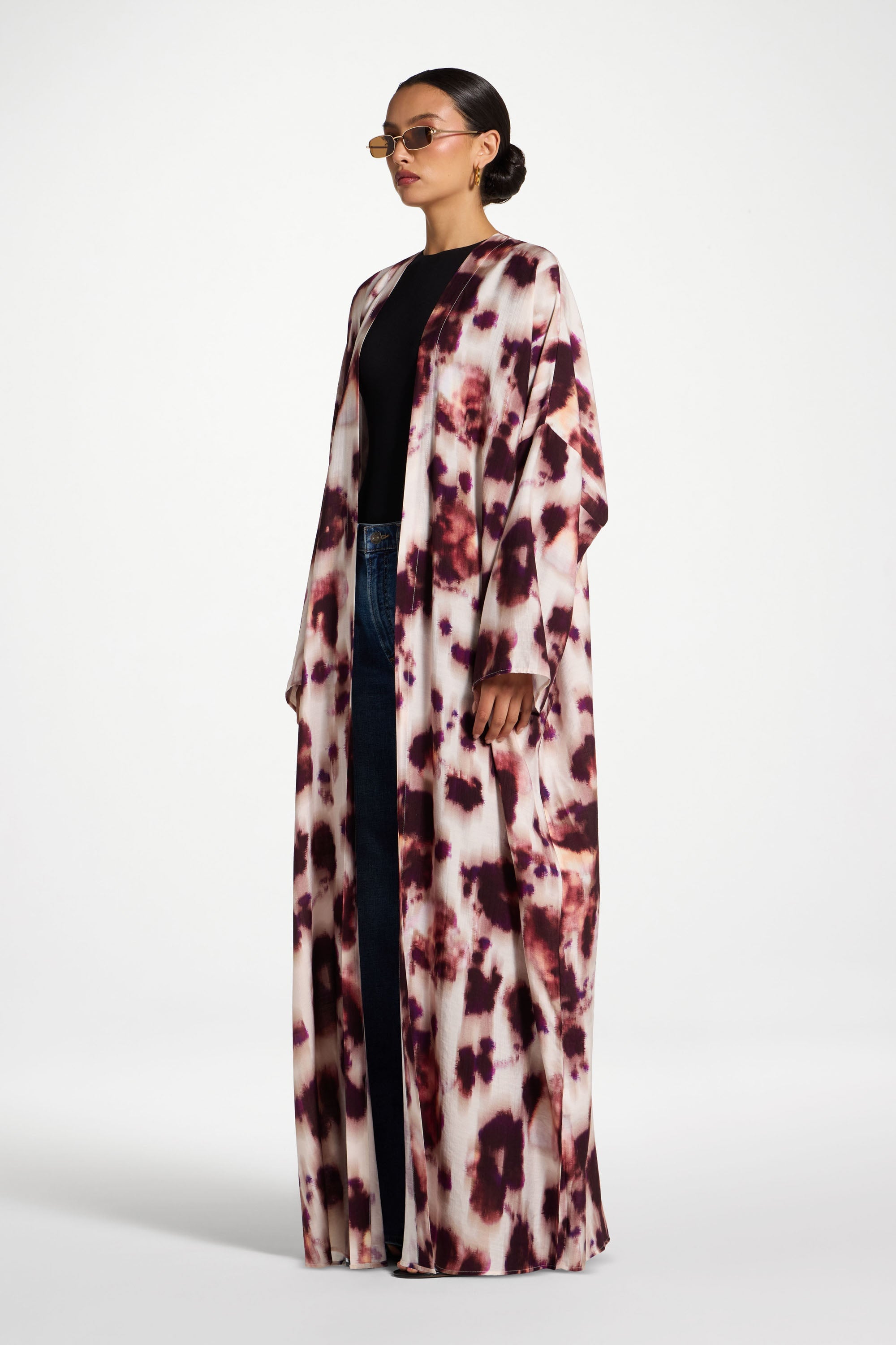 Open Abaya - Spotted Plum Abayas Veiled 