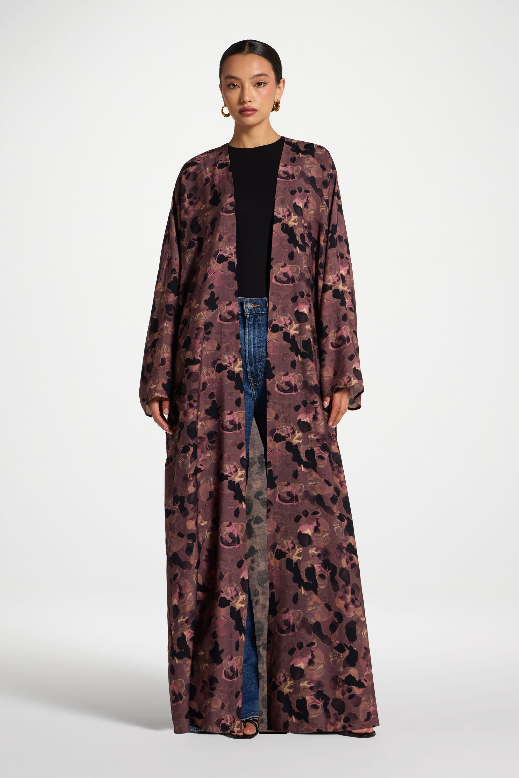 Open Abaya - Watercolor Bloom Abayas Veiled 