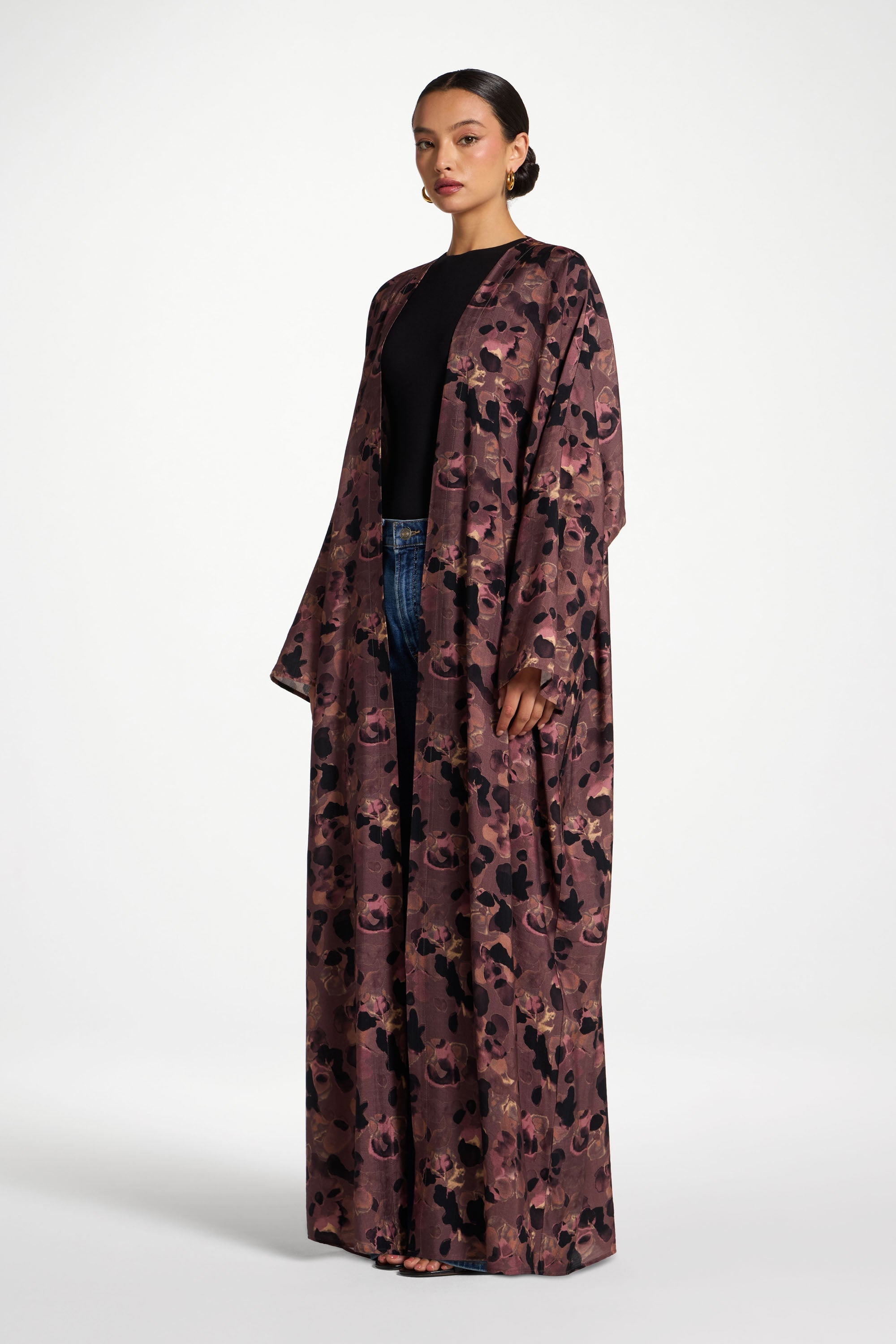 Open Abaya - Watercolor Bloom Abayas Veiled 