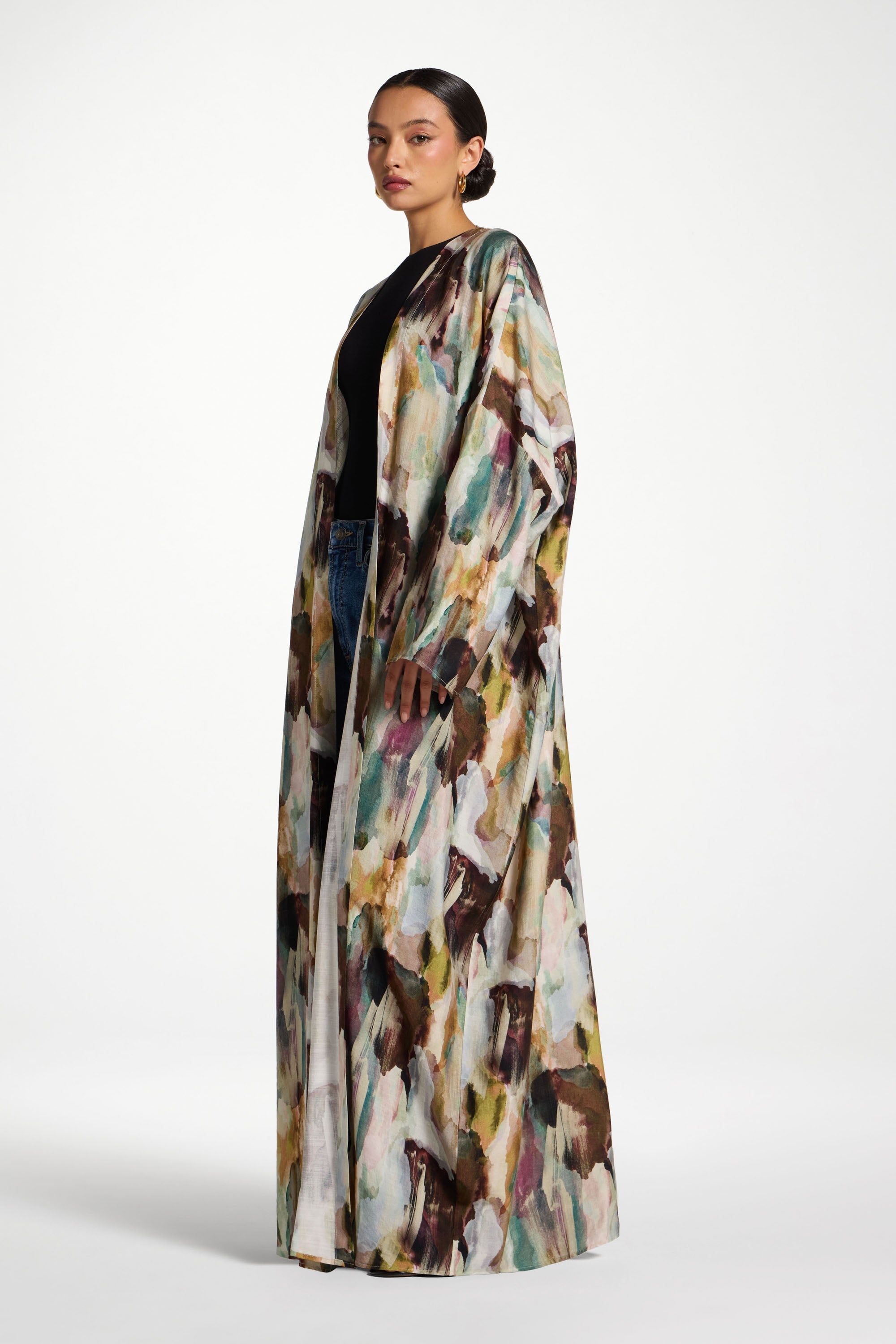 Open Abaya - Watercolor Oasis Abayas Veiled 