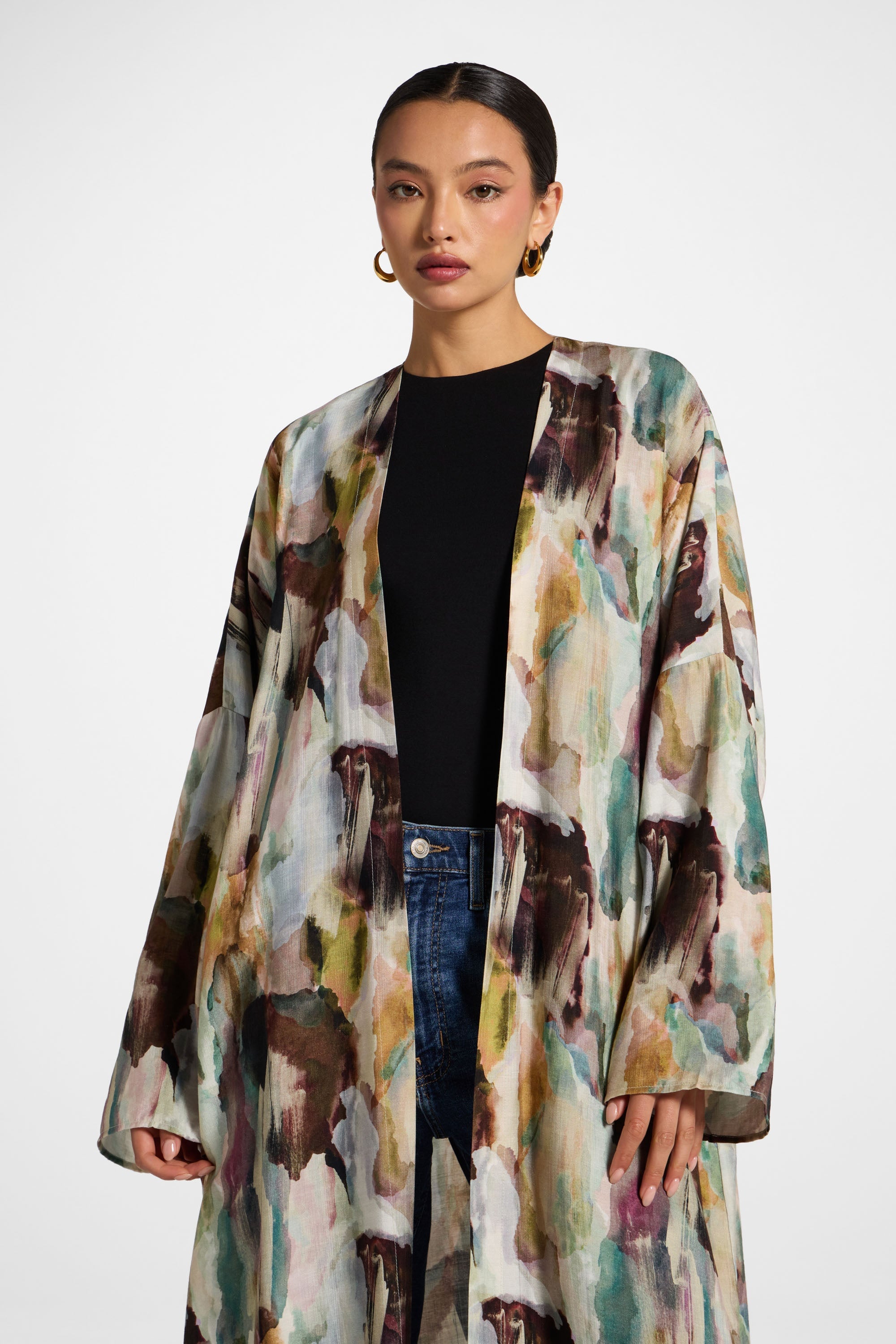 Open Abaya - Watercolor Oasis Abayas Veiled 