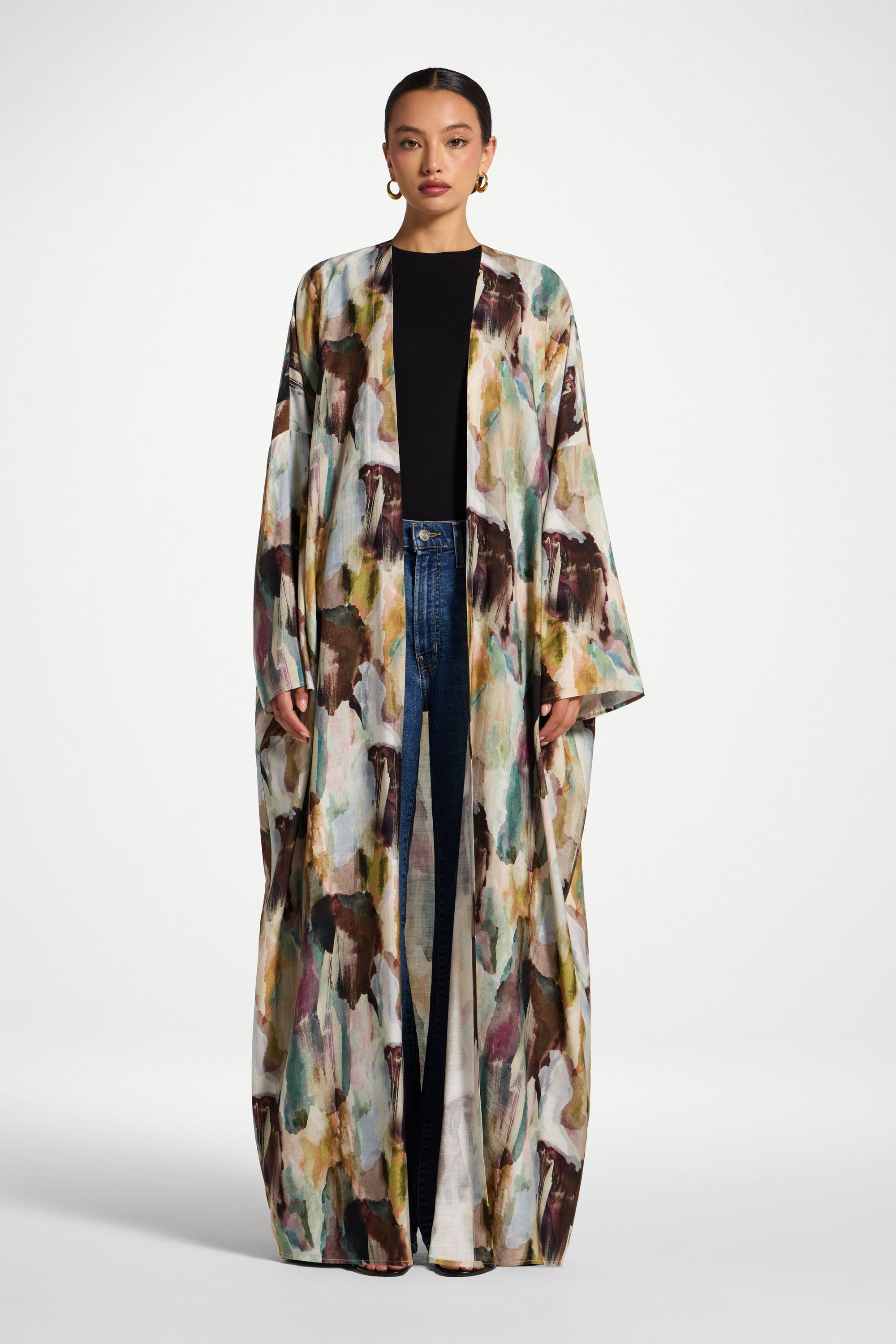 Open Abaya - Watercolor Oasis Abayas Veiled 