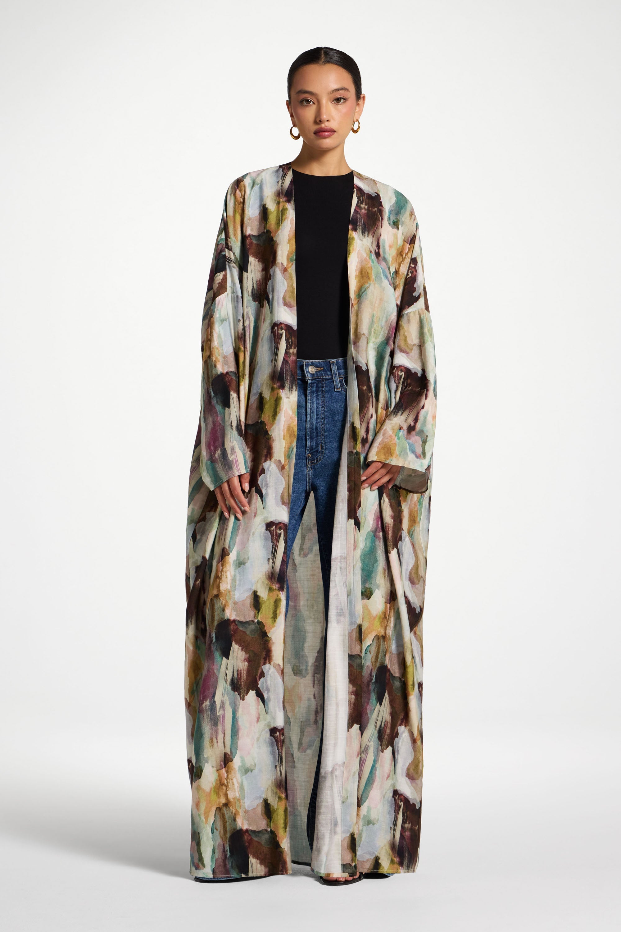 Open Abaya - Watercolor Oasis Abayas Veiled 