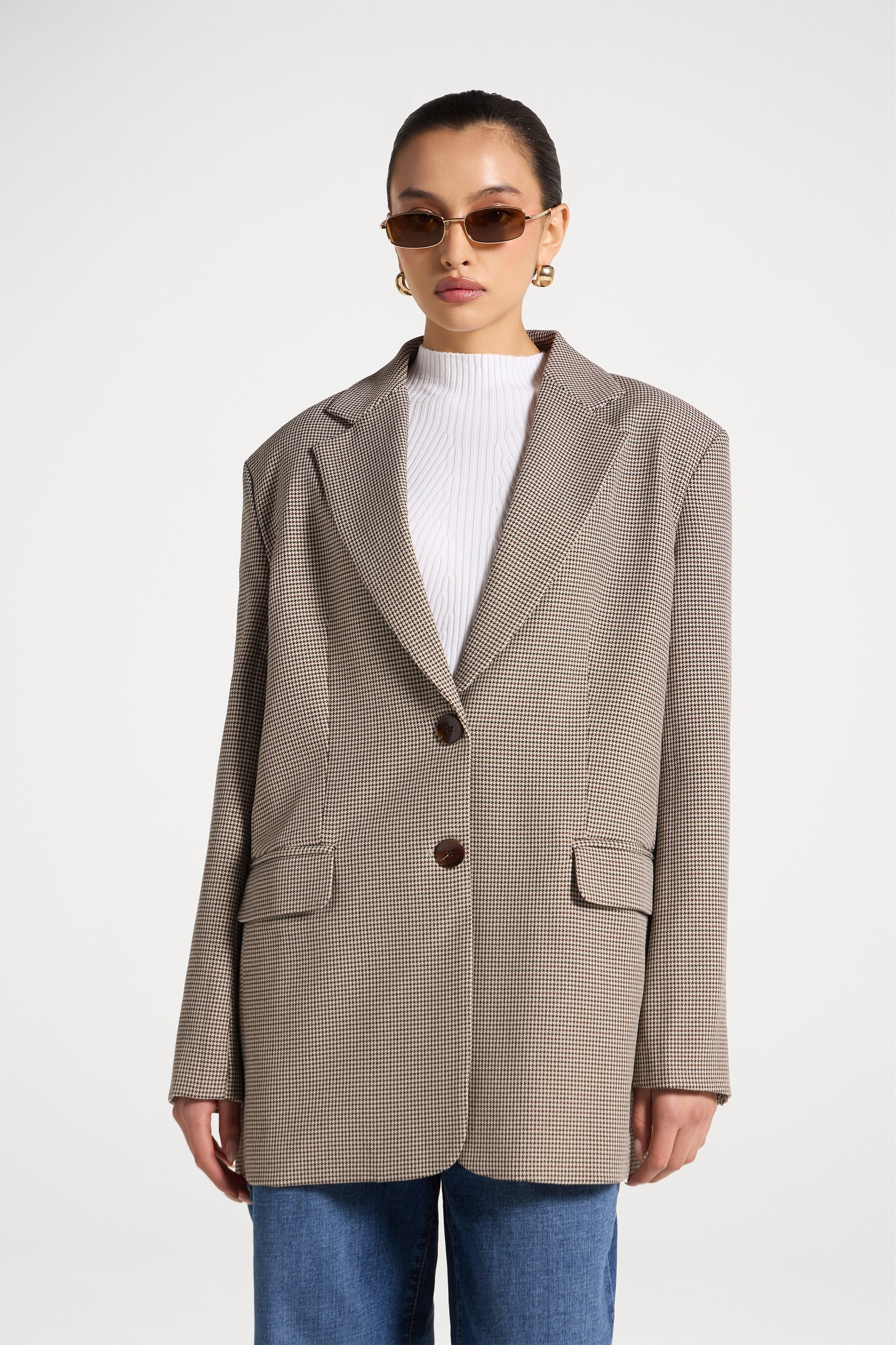 Oversized Houndstooth Blazer Abayas Veiled 