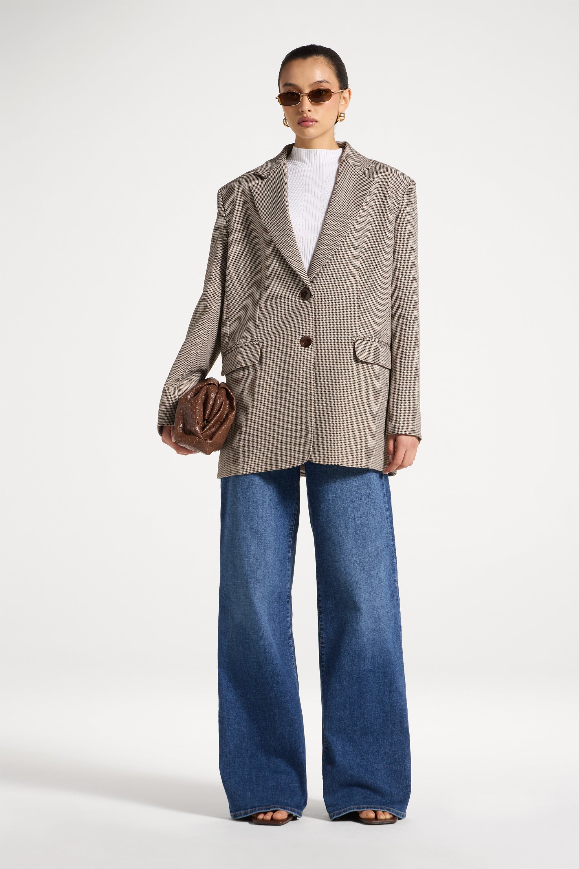 Oversized Houndstooth Blazer Abayas Veiled 