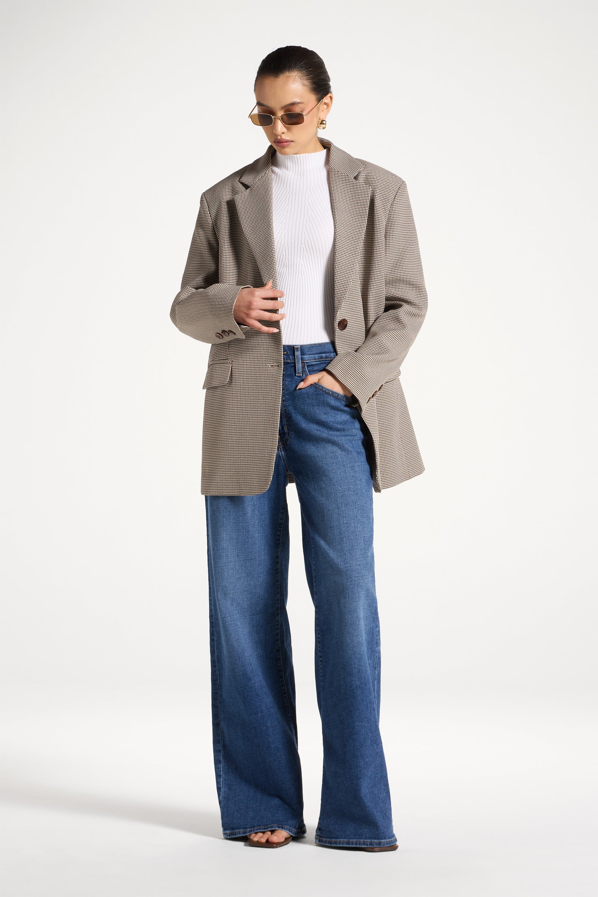 Oversized Houndstooth Blazer Abayas Veiled 