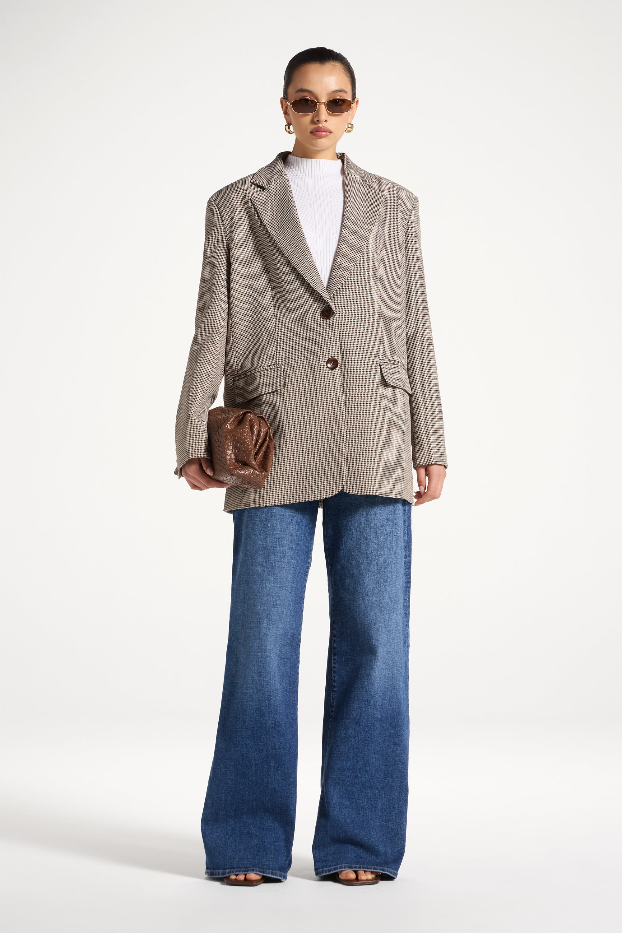 Oversized Houndstooth Blazer Abayas Veiled 