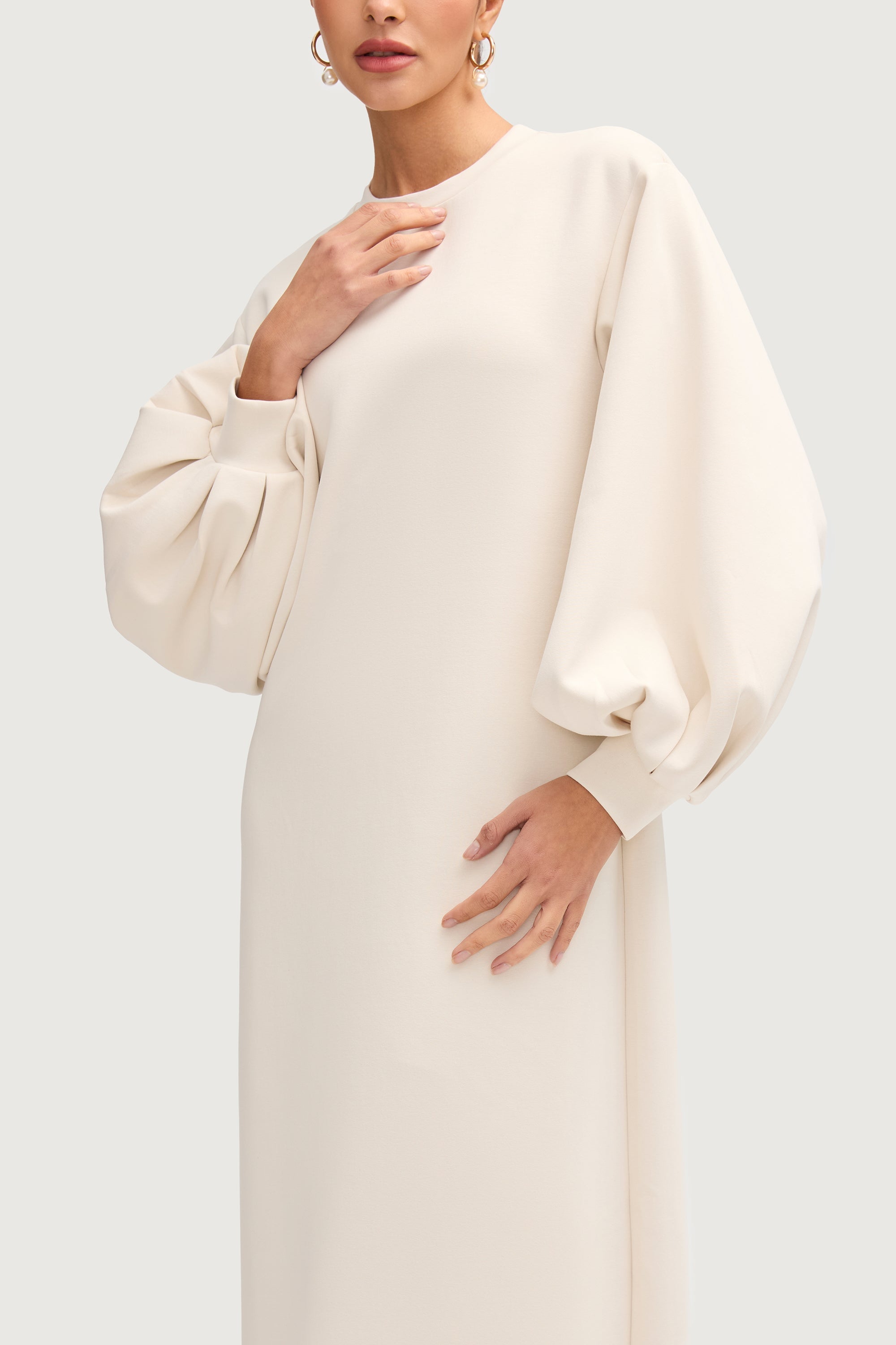 Payton Balloon Sleeve Abaya - Oat Milk Abayas Veiled 