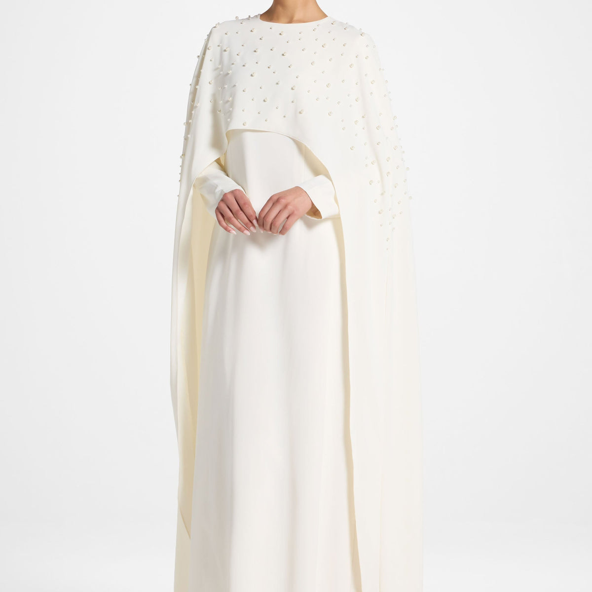 Pearl Cape Maxi Dress - Coconut Milk XS / 60" Pearl Cape Maxi Dress - Coconut Milk XS / 60"