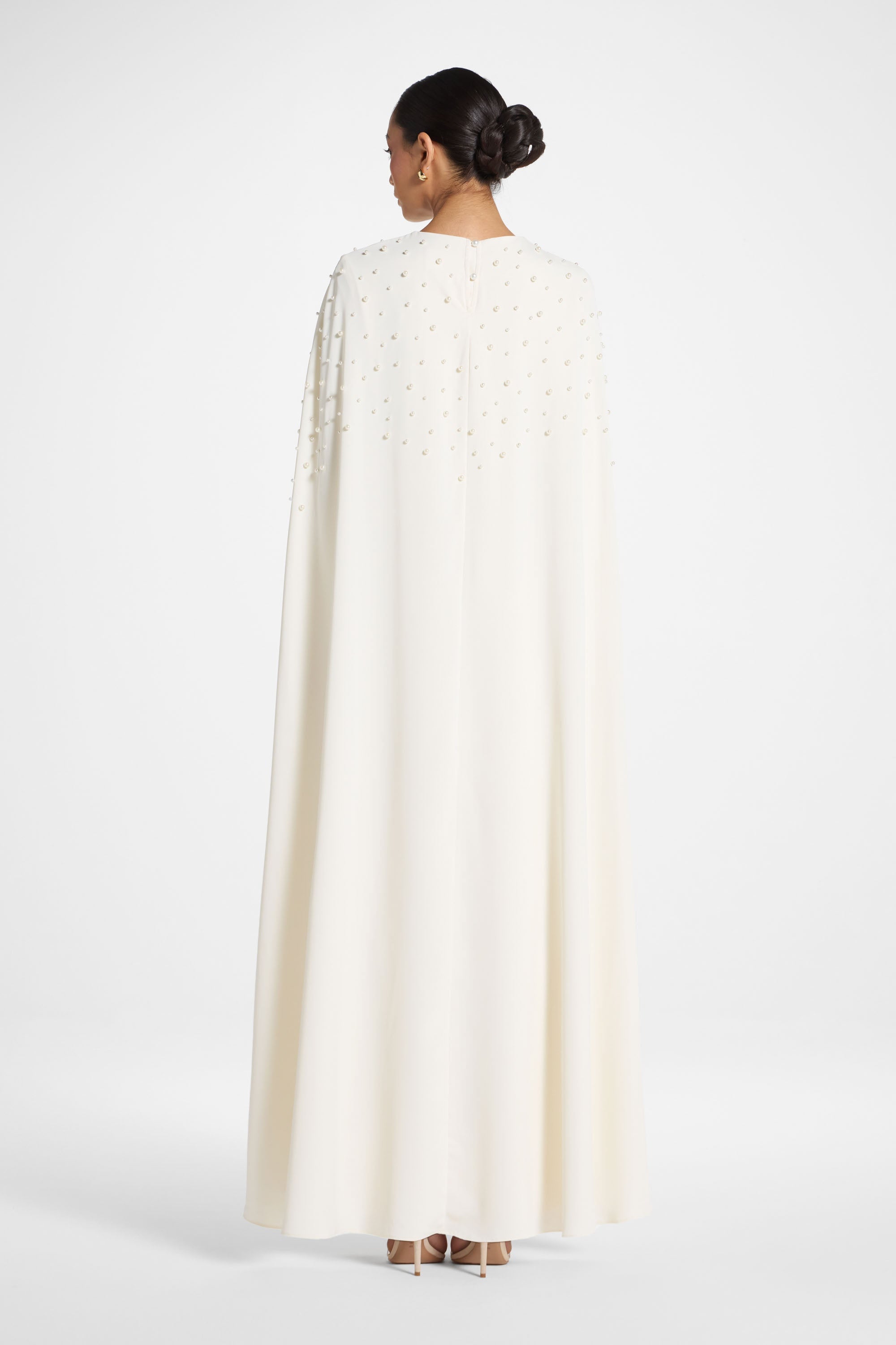 Pearl Cape Maxi Dress - Coconut Milk Abayas Veiled 