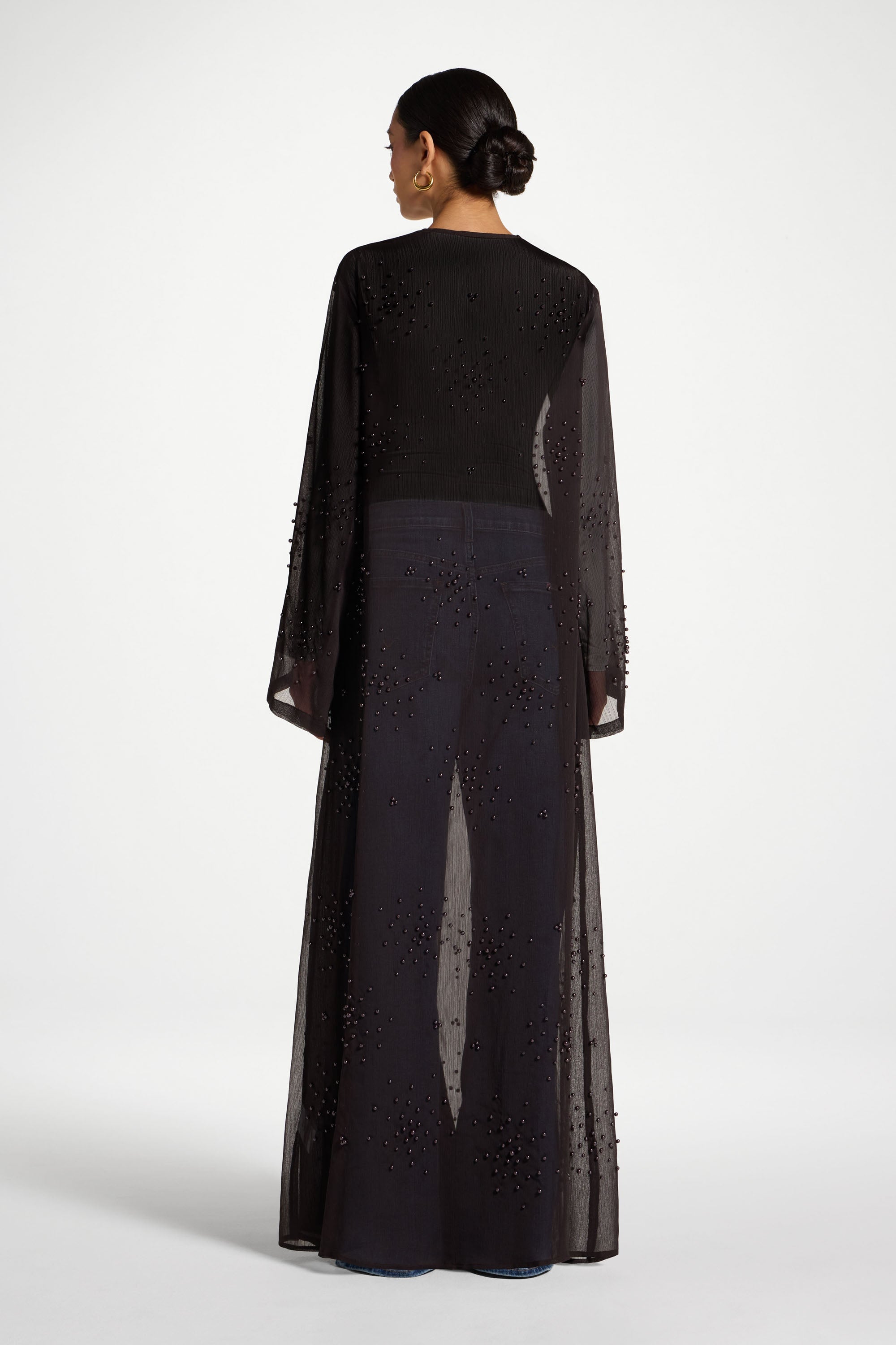 Pearl Embellished Open Abaya - Cove Abayas Veiled 