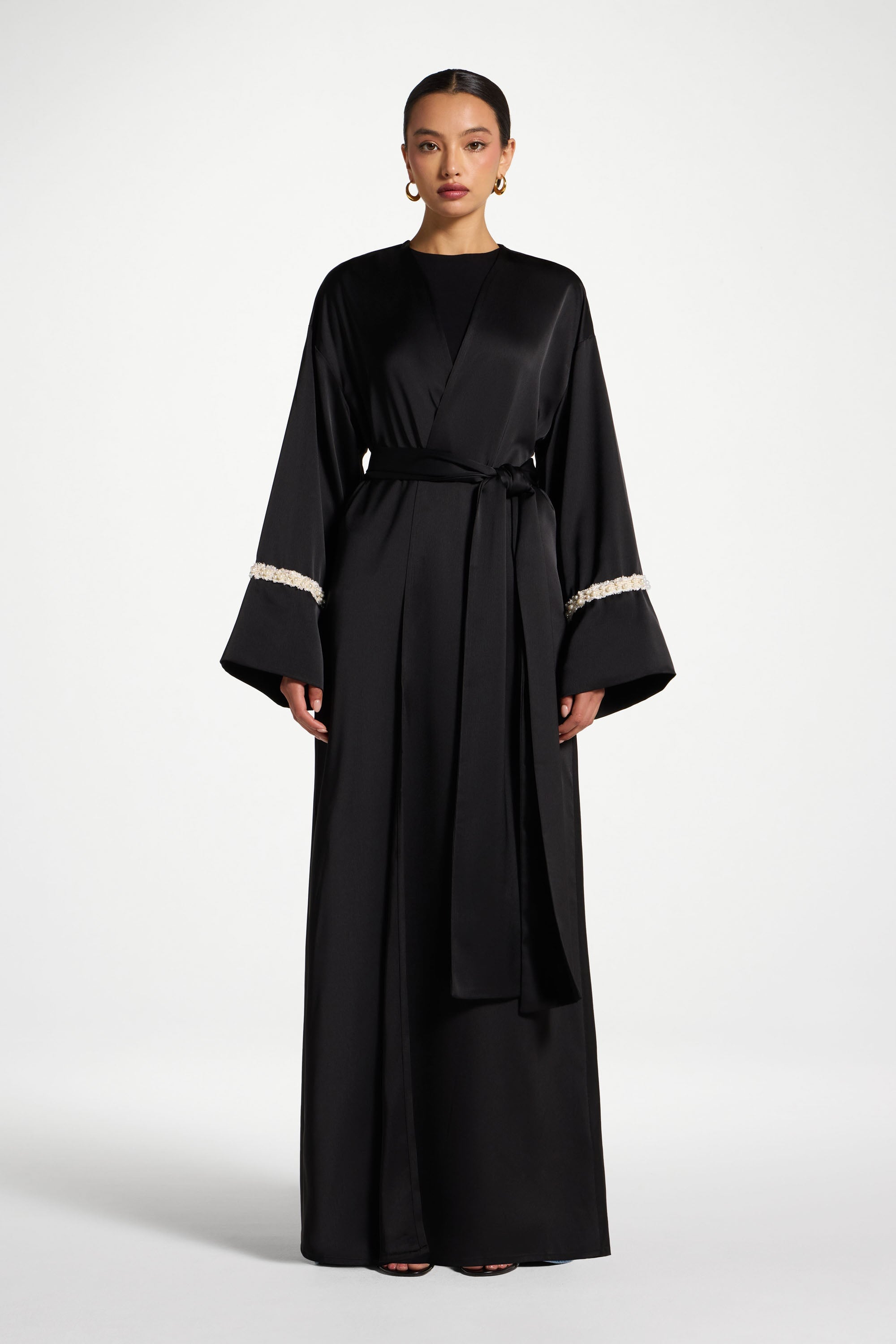 Pearl Trim Abaya Abayas Veiled 