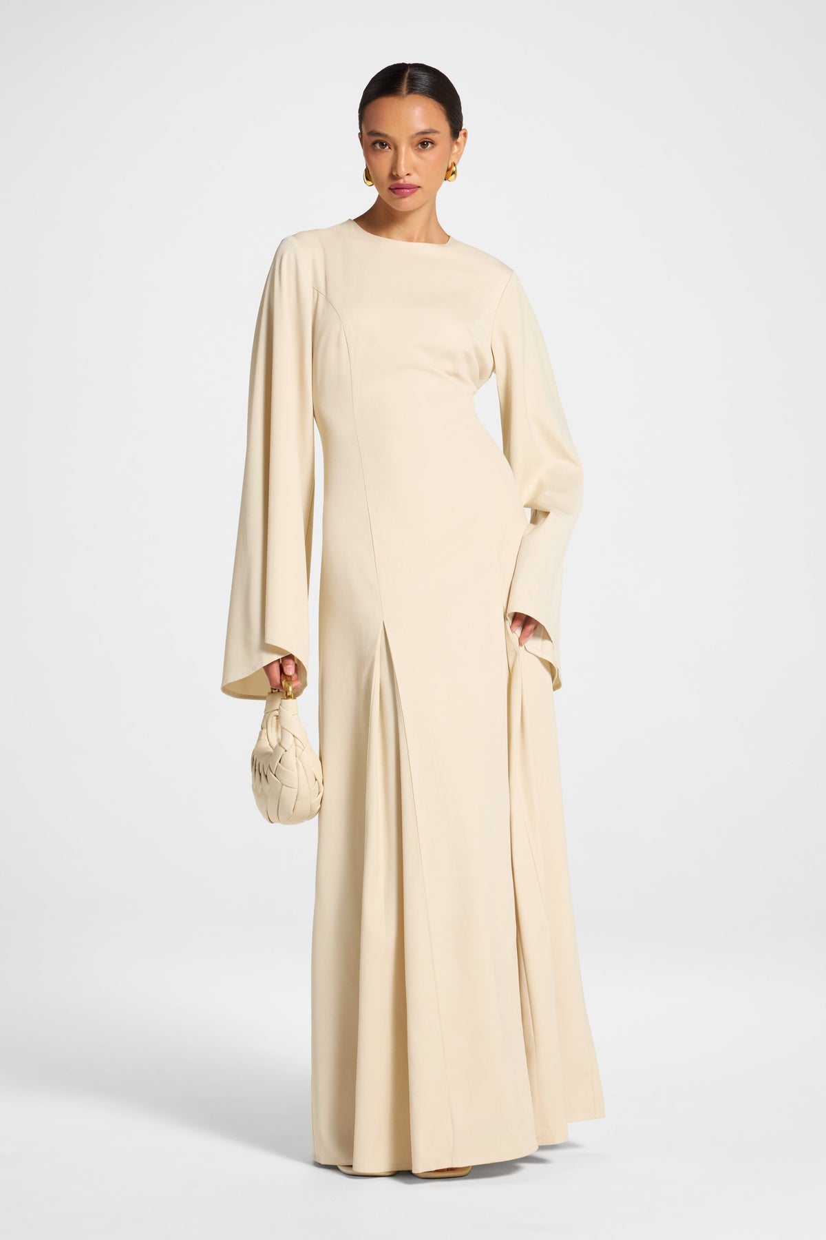 Pleated Dress - Beige Dress Veiled 