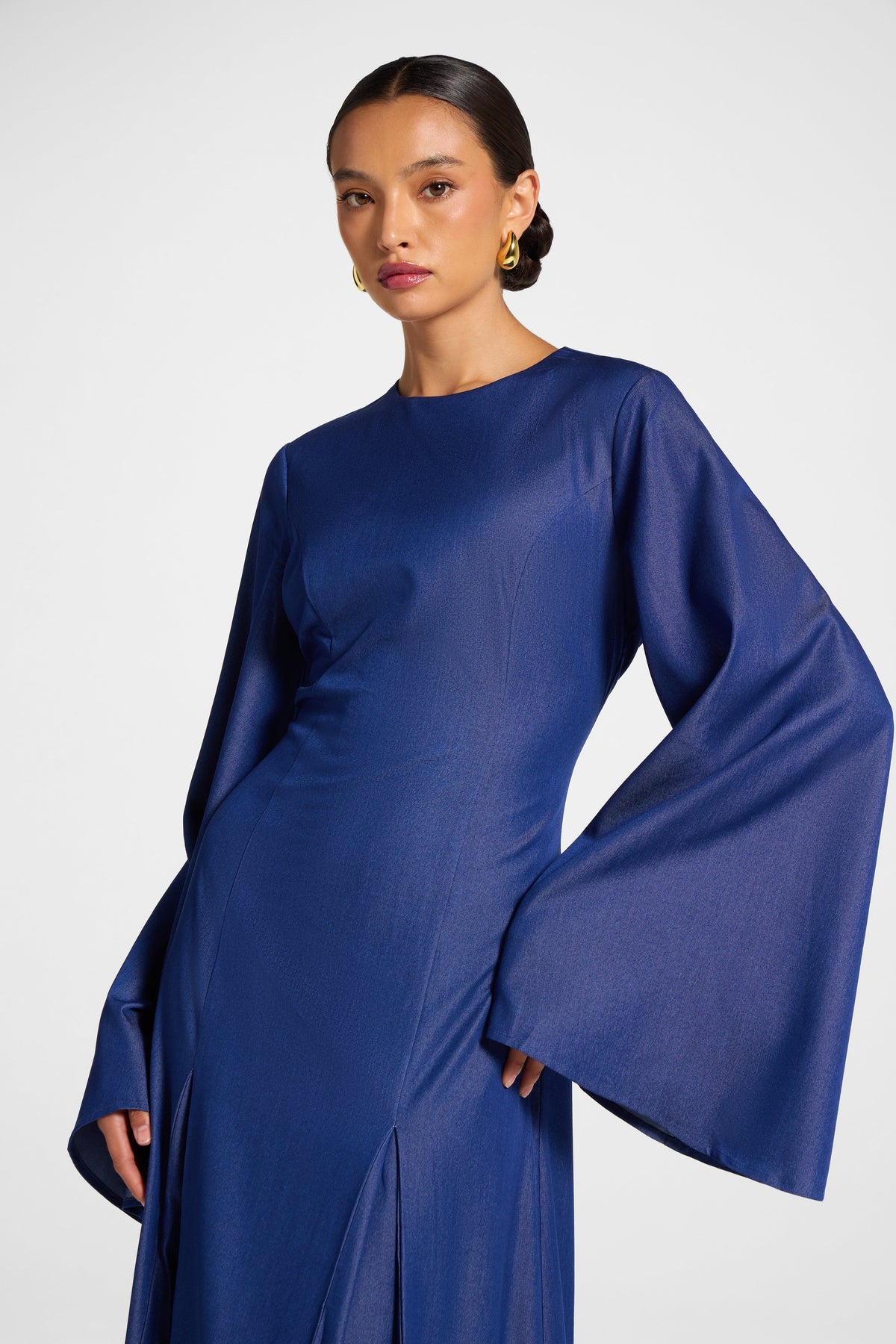 Pleated Dress - Dark Denim Dress Veiled 