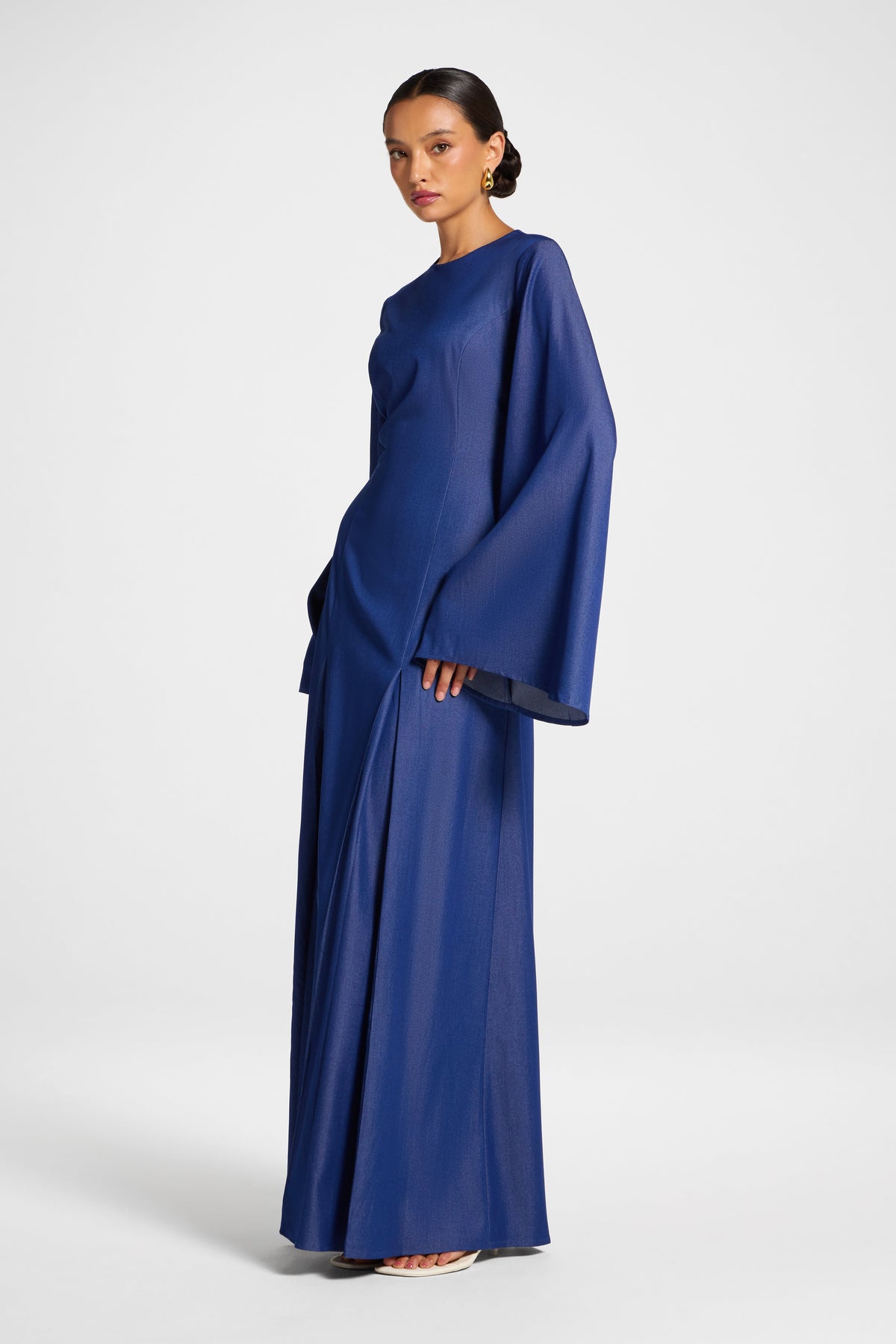 Pleated Dress - Dark Denim Dress Veiled 