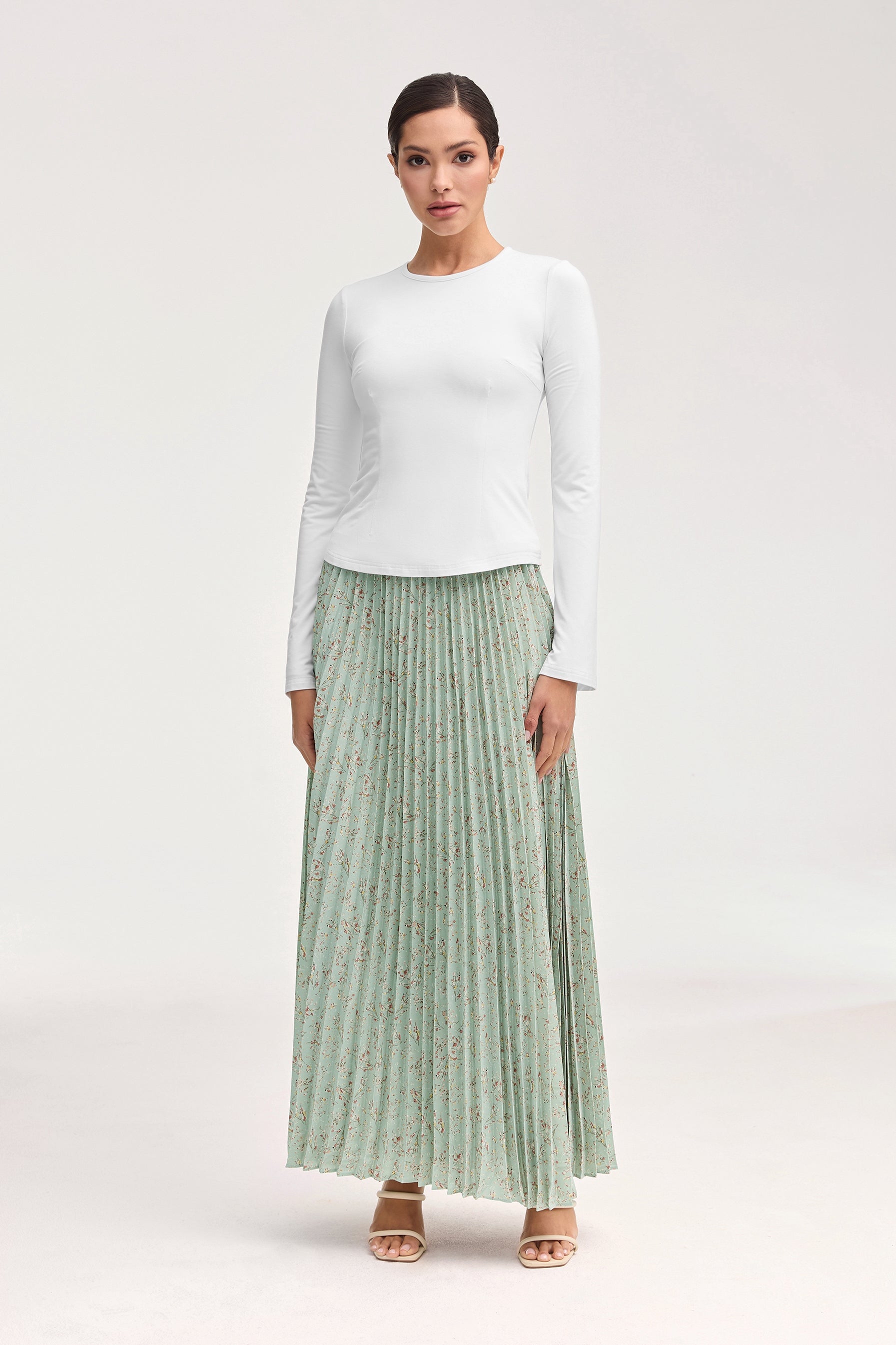 Pleated Floral Maxi Skirt - Sage Clothing epschoolboard 